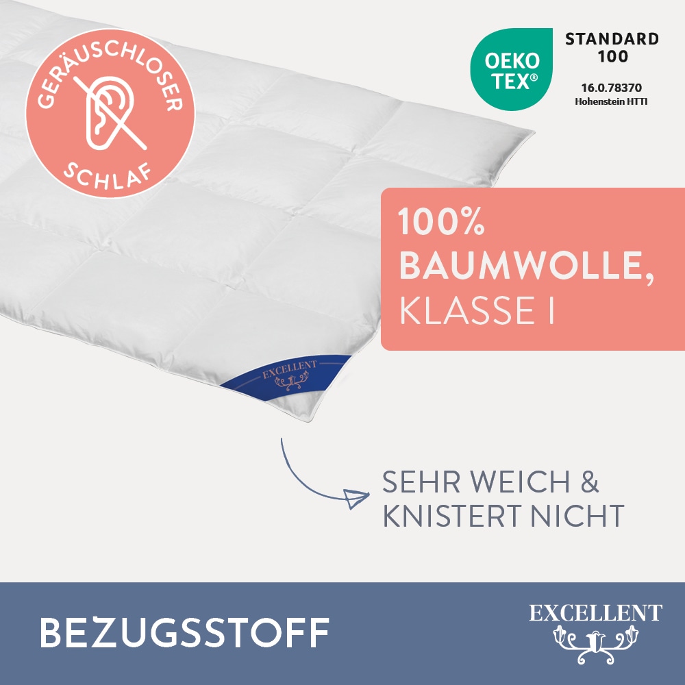 Excellent Daunenbettdecke »Überraschungsbox«, warm, Füllung 90% Daunen, 10% Federn, Bezug Baumwolle, (1 St.), absoluter Sonderpreis, wegen Lagerräumung, Solange der Vorrat reicht