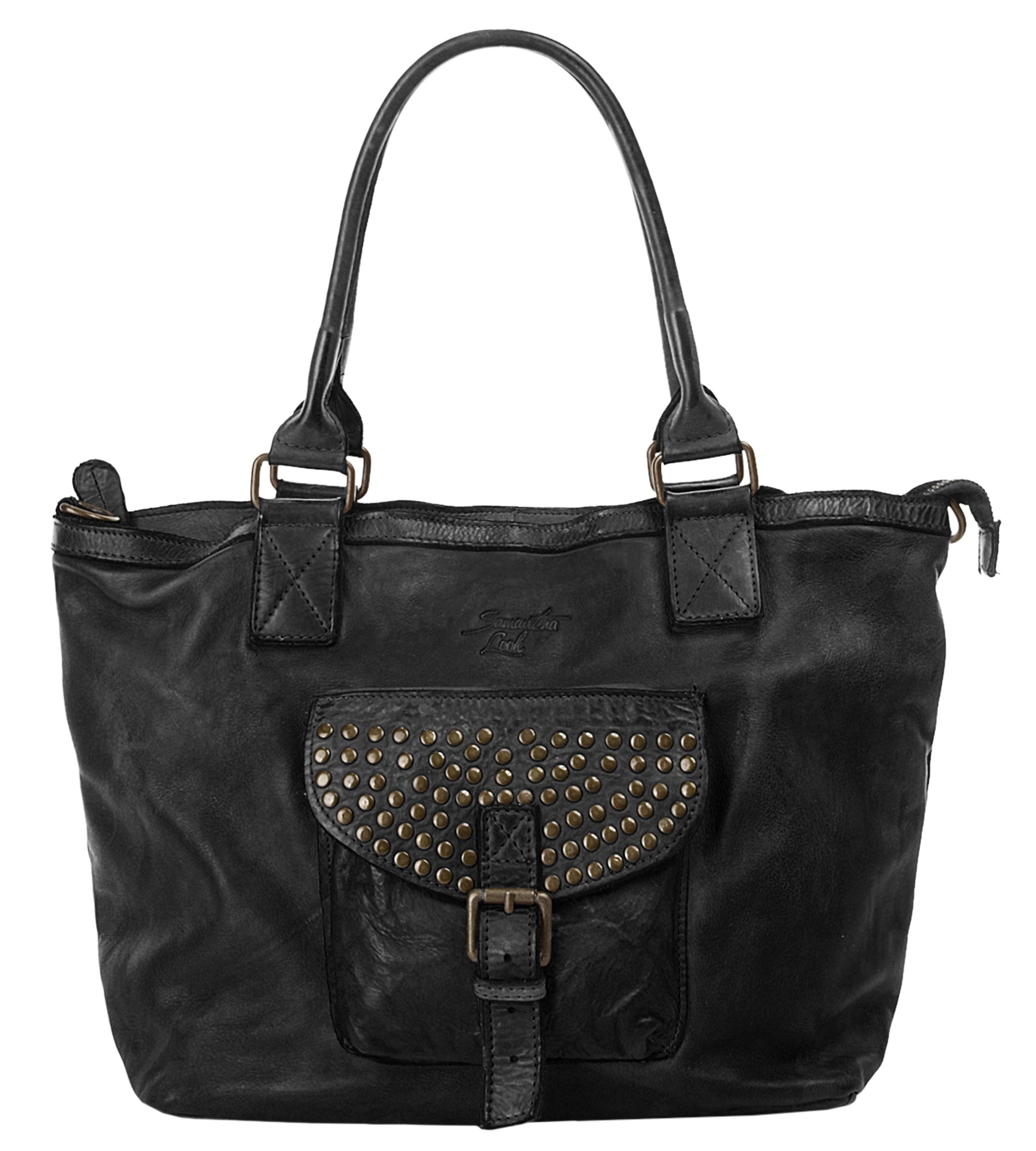 Shopper, echt Leder, Made in Italy, Gr. B/H/T: 40 cm x 26 cm x 14 cm onesize, schwarz