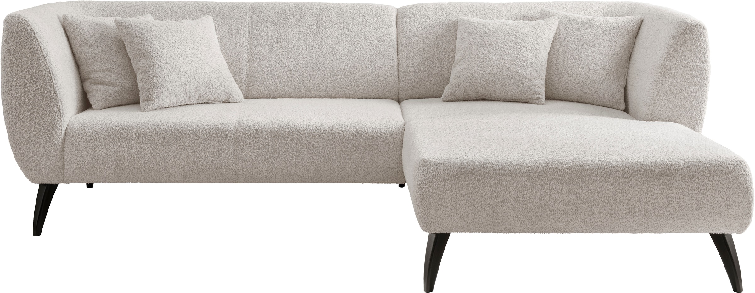 INOSIGN Ecksofa »Colori L-Form«, Holzfußfarbe wählbar, inkl. 4x Zierkissen