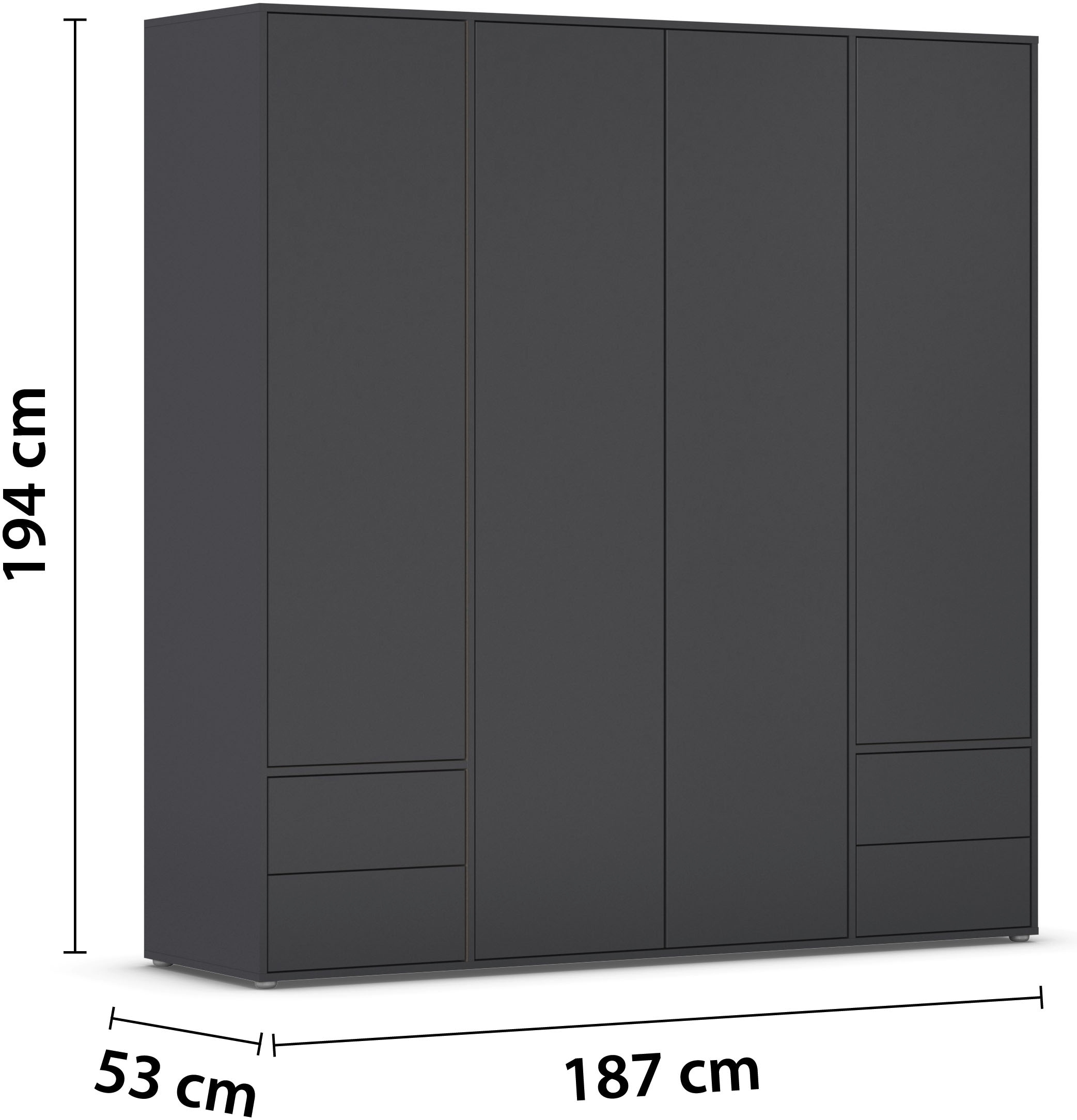 rauch Drehtürenschrank »Kleiderschrank Schrank Garderobe Wäscheschrank NABILA viel Stauraum«, (in 3 verschiedenen Ausstattungen BASIC/CLASSIC/PREMIUM), mit 2 Schubladen und Push-to-Open Funktion TOPSELLER MADE IN GERMANY