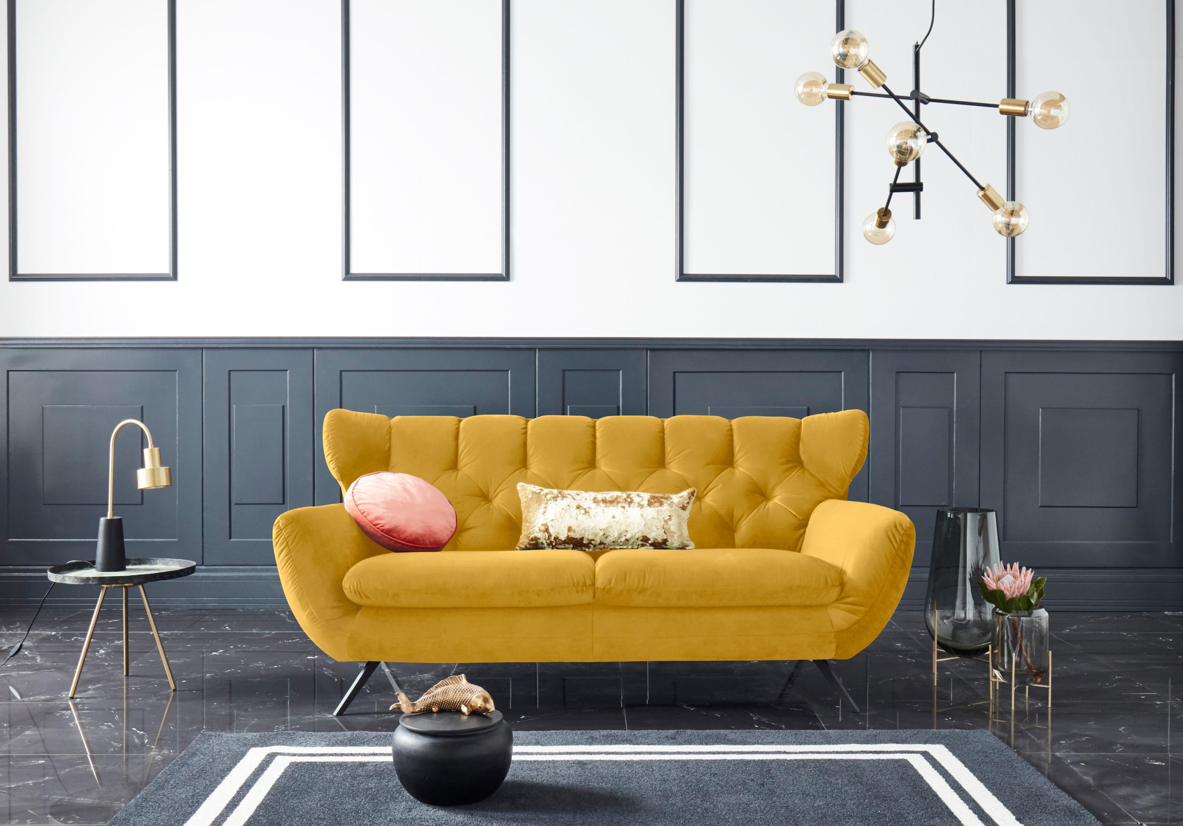 3C Candy 2,5-Sitzer »Beatrice, extravagantes Megasofa, bequem, Küchensofa«, mit Rückensteppung im Rautenmuster, in Samt Optik oder in Breitcord