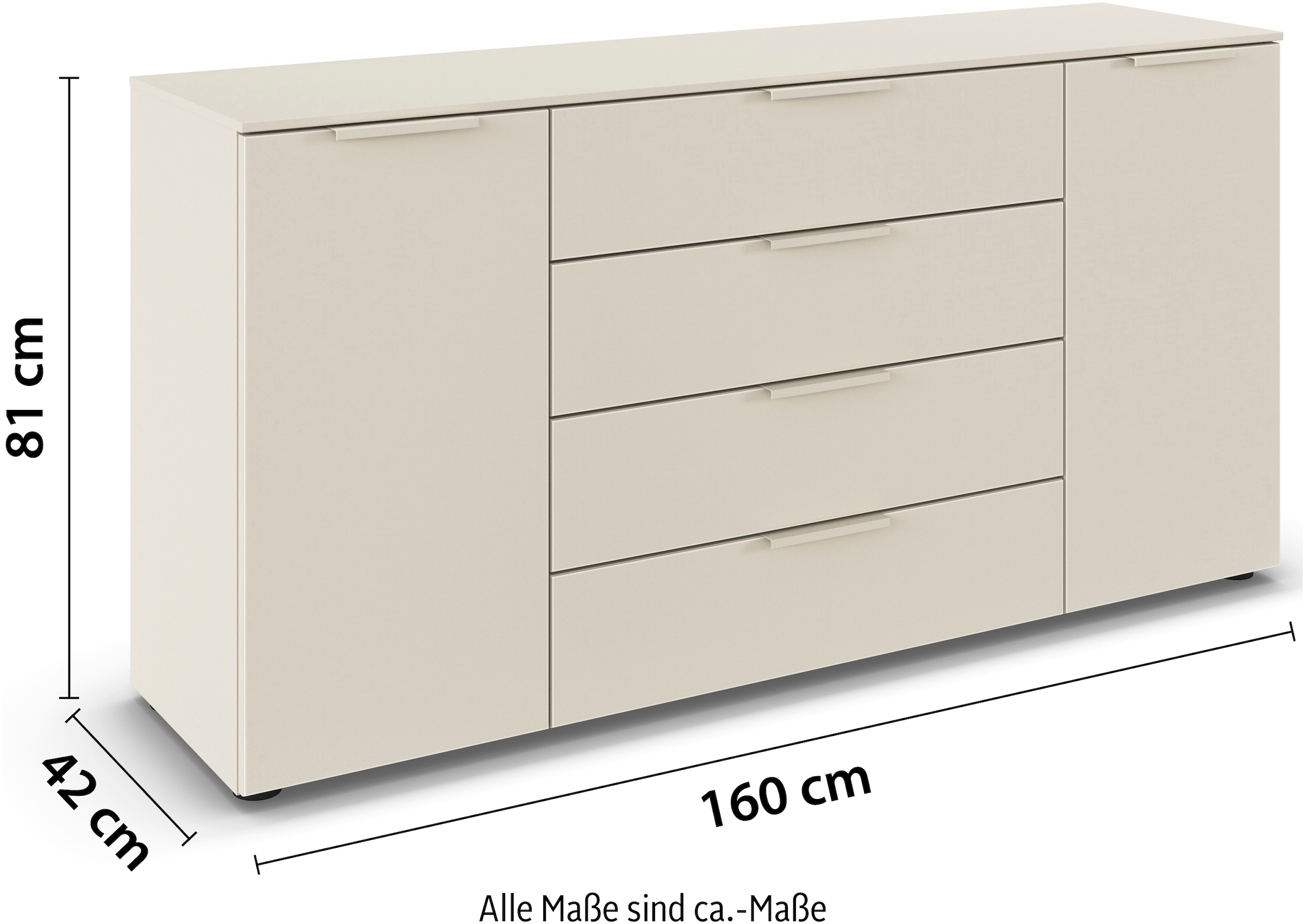 LeGer Home by Lena Gercke Kommode »Serina«, mit 4 Schubkästen und 2 Türen sowie Metallgriffen MADE IN GERMANY