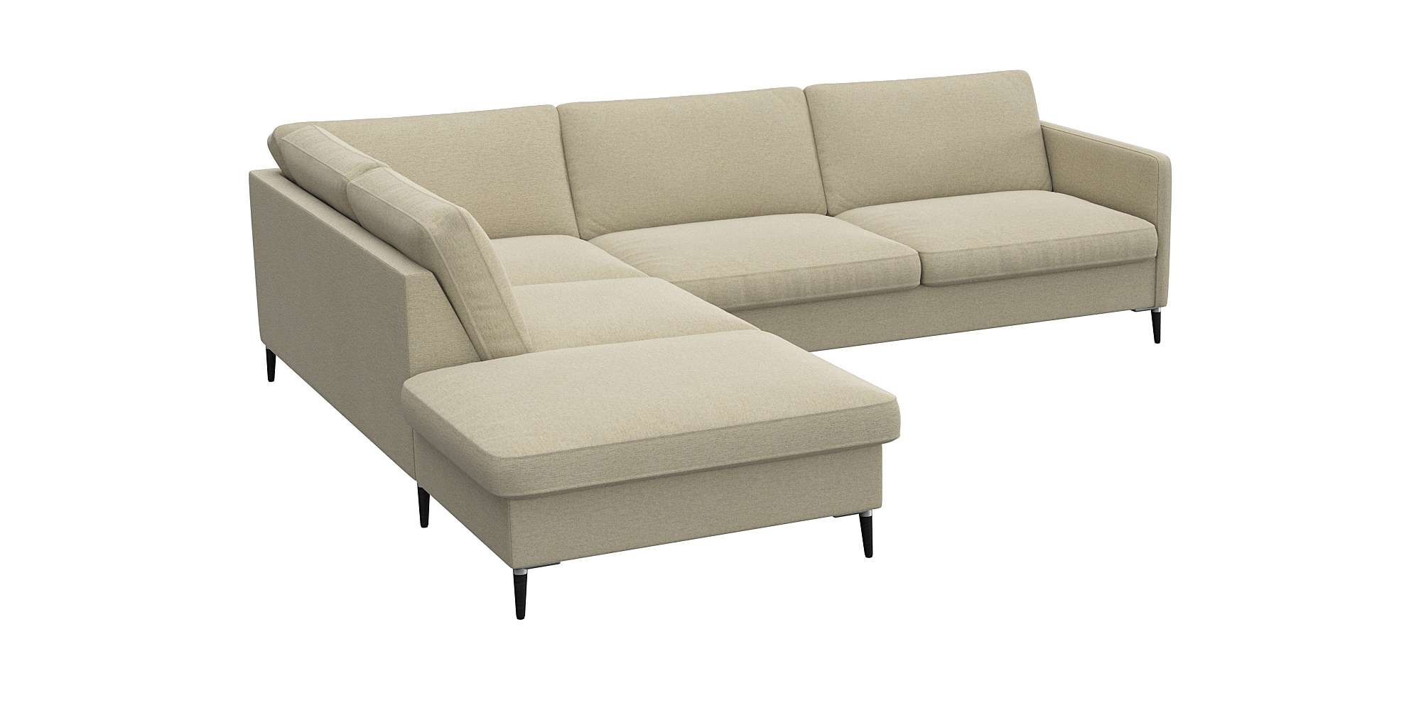 FLEXLUX Ecksofa »Fiore, L-Form«, schmale Armlehnen, Kaltschaum, Füße Alu+sc günstig online kaufen