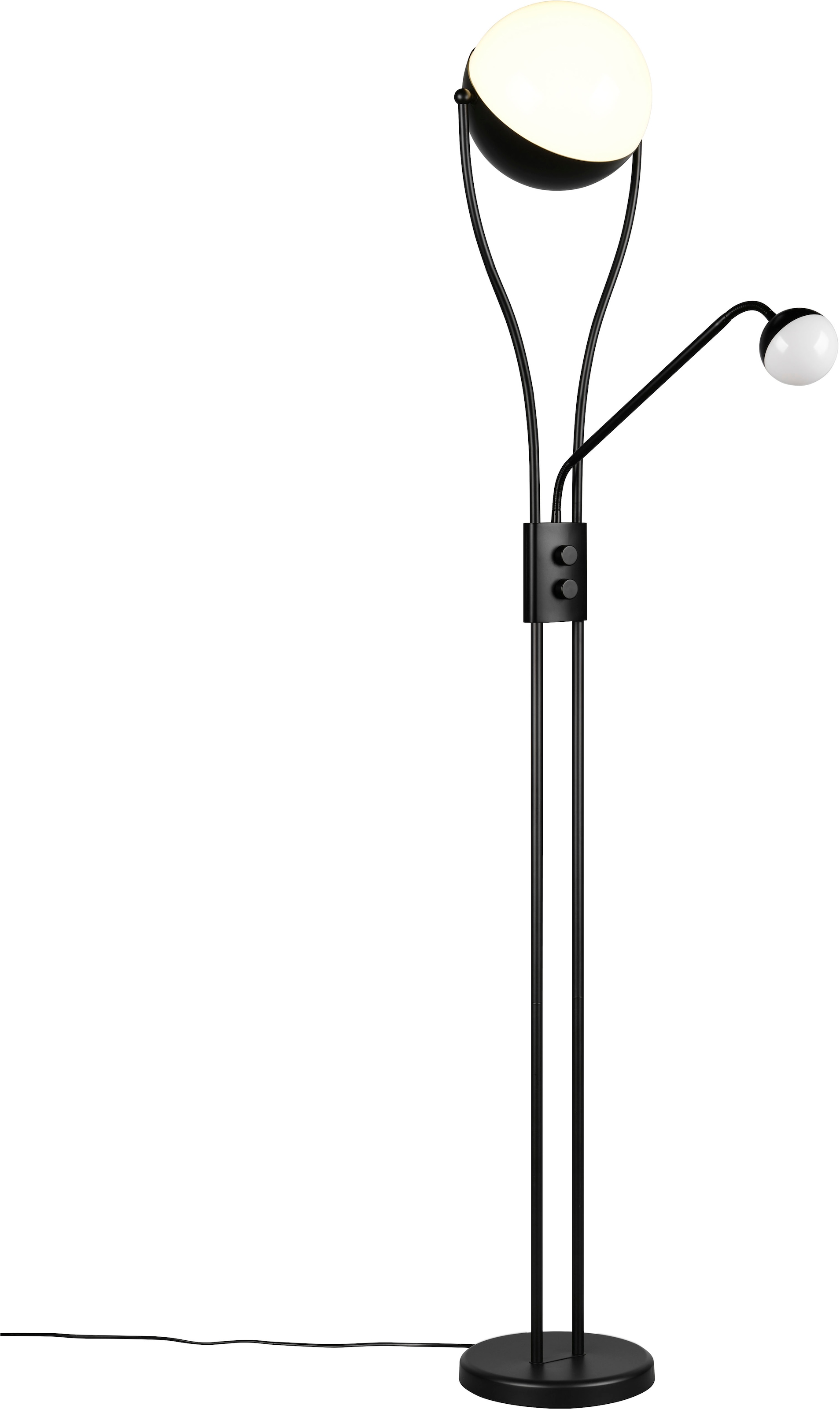 TRIO Leuchten LED Stehlampe »CHRIS, LED Stehleuchte Höhe 180cm, mit Lesearm, Drehdimmer«, 2 flammig, Leuchtmittel LED-Board-LED-Board | LED fest integriert-LED fest integriert, flexibles Leselicht getrennt schalten + dimmen, warmweißes Licht 3000K