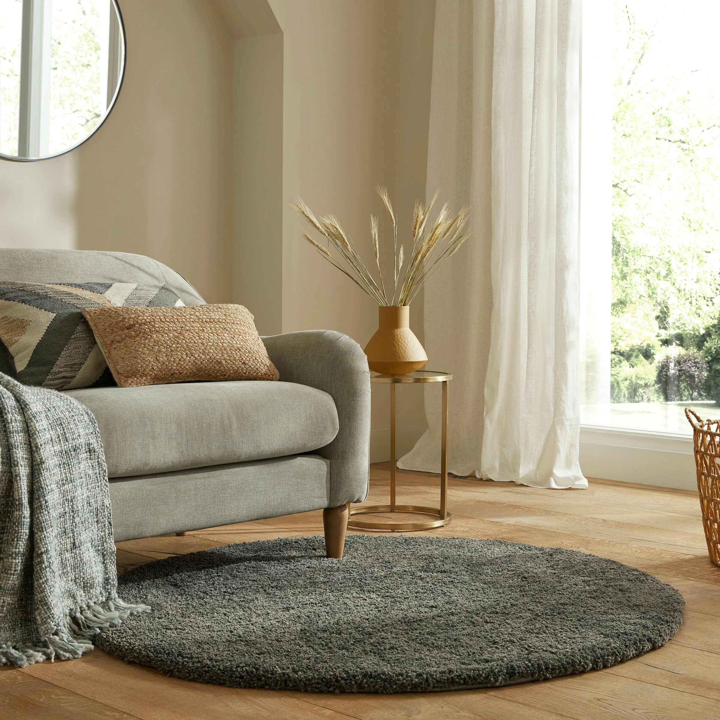 FLAIR RUGS Hochflor-Teppich »Feather«, rund, 40 mm Höhe günstig online kaufen