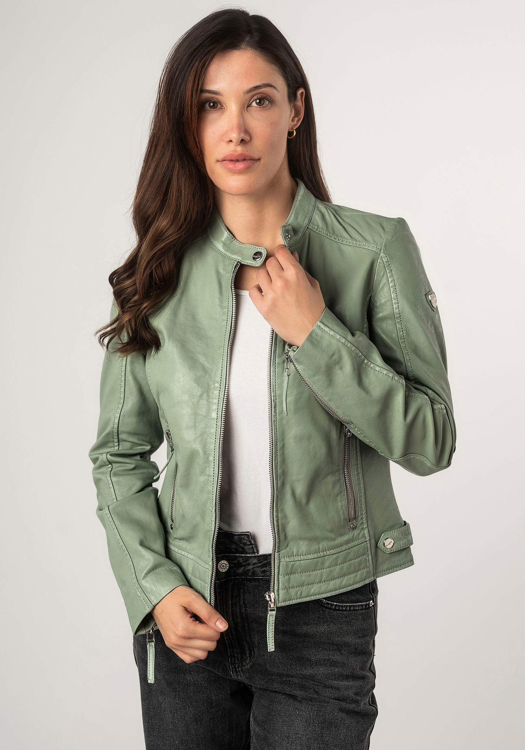 Mauritius Lederjacke »MWFilla«, mit kleinem Stehkragen