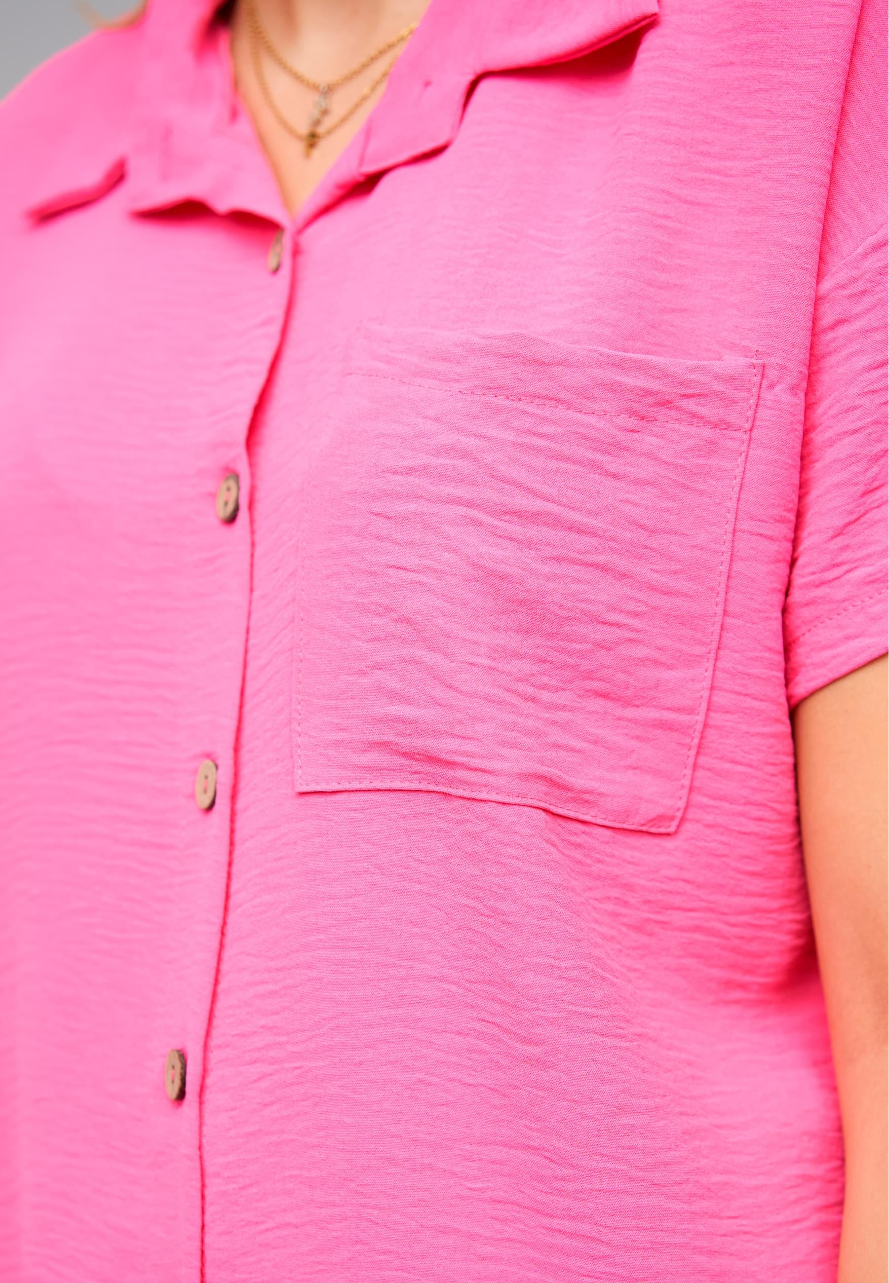 CLOUD 5IVE Langarmhemd »CLOUD 5IVE Musselin Kurzarm Hemd mit Knopfleiste und Brusttasche«