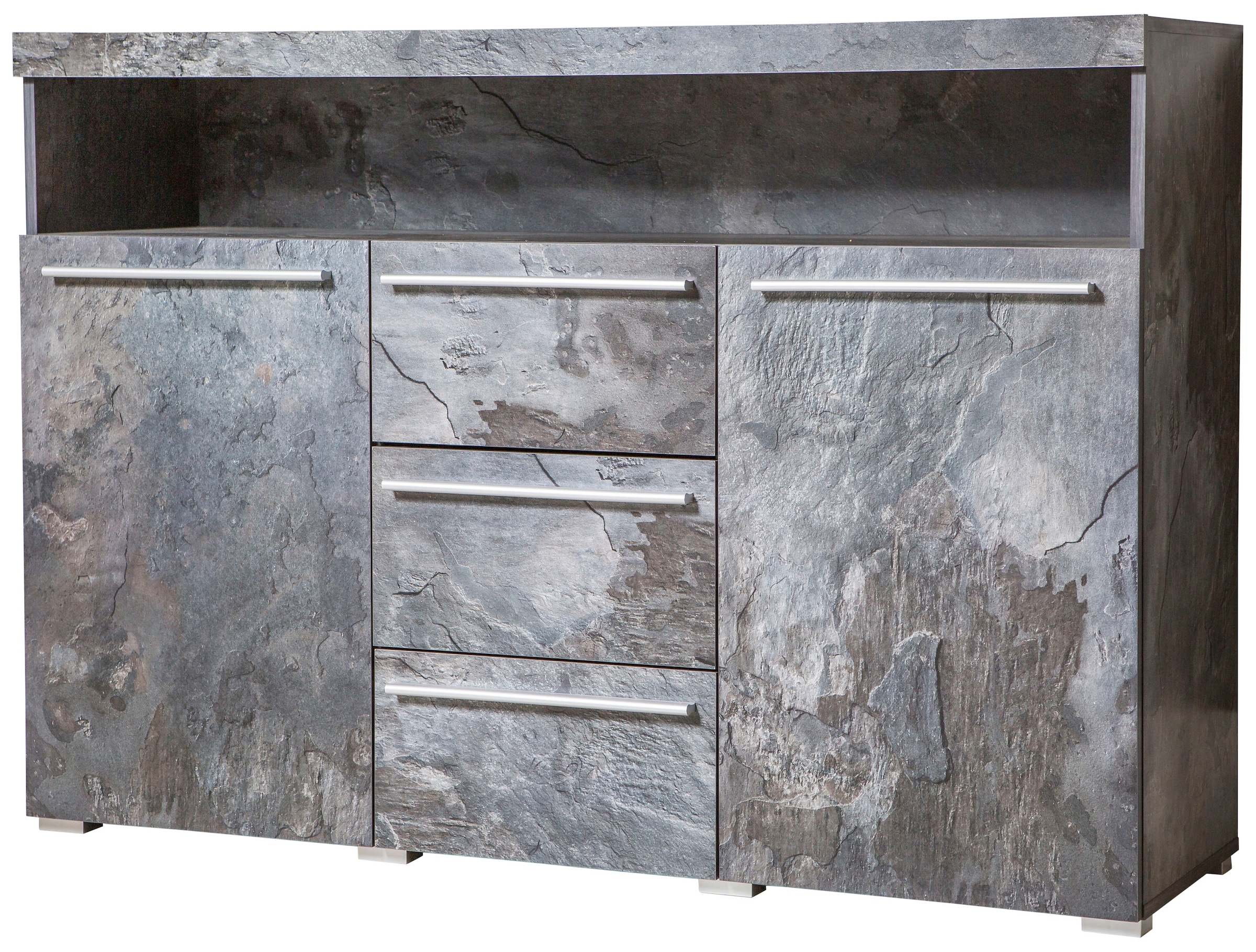INOSIGN Sideboard »India,Breite 132cm stilvolle Anrichte mit 2Türen, 3 Schubladen«, Kommode viel Stauraum, Einlegeböden verstellbar,ohne Beleuchtung