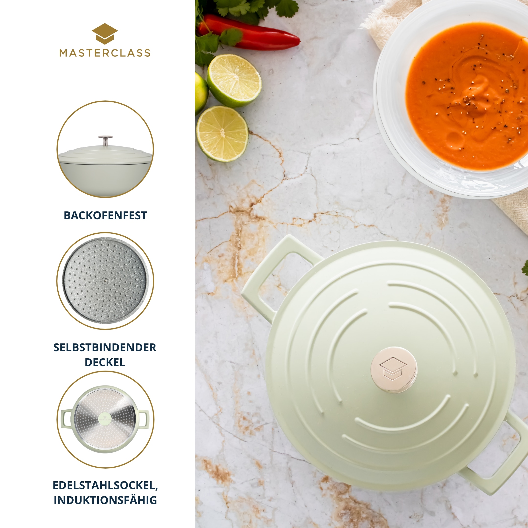 Master Class Kasserolle »MasterClass«, Aluminiumguss, flach, 2,5 L, ultraleicht, kratzfeste Antihaftbeschichtung, Induktion