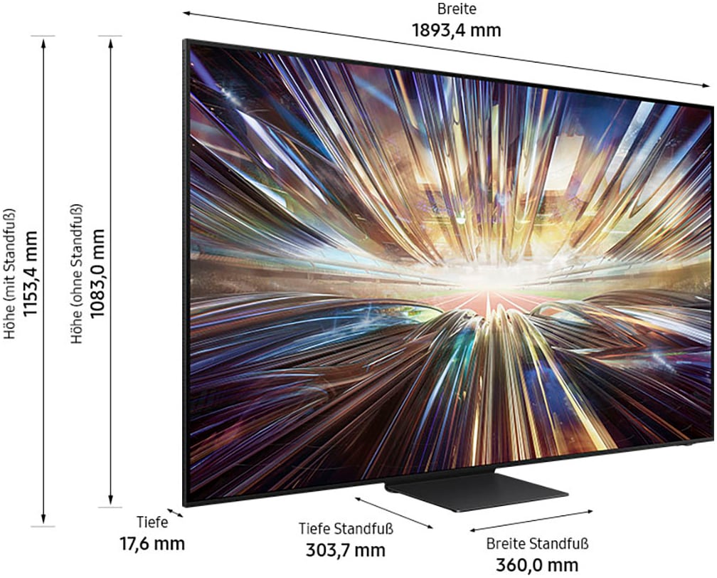 Samsung QLED-Fernseher, 214 cm/85 Zoll, 8K Ultra HD, Smart-TV, Neural Quantum 8K AI Gen2 Prozessor, bis zu 165Hz, AI Upscaling, KI TV