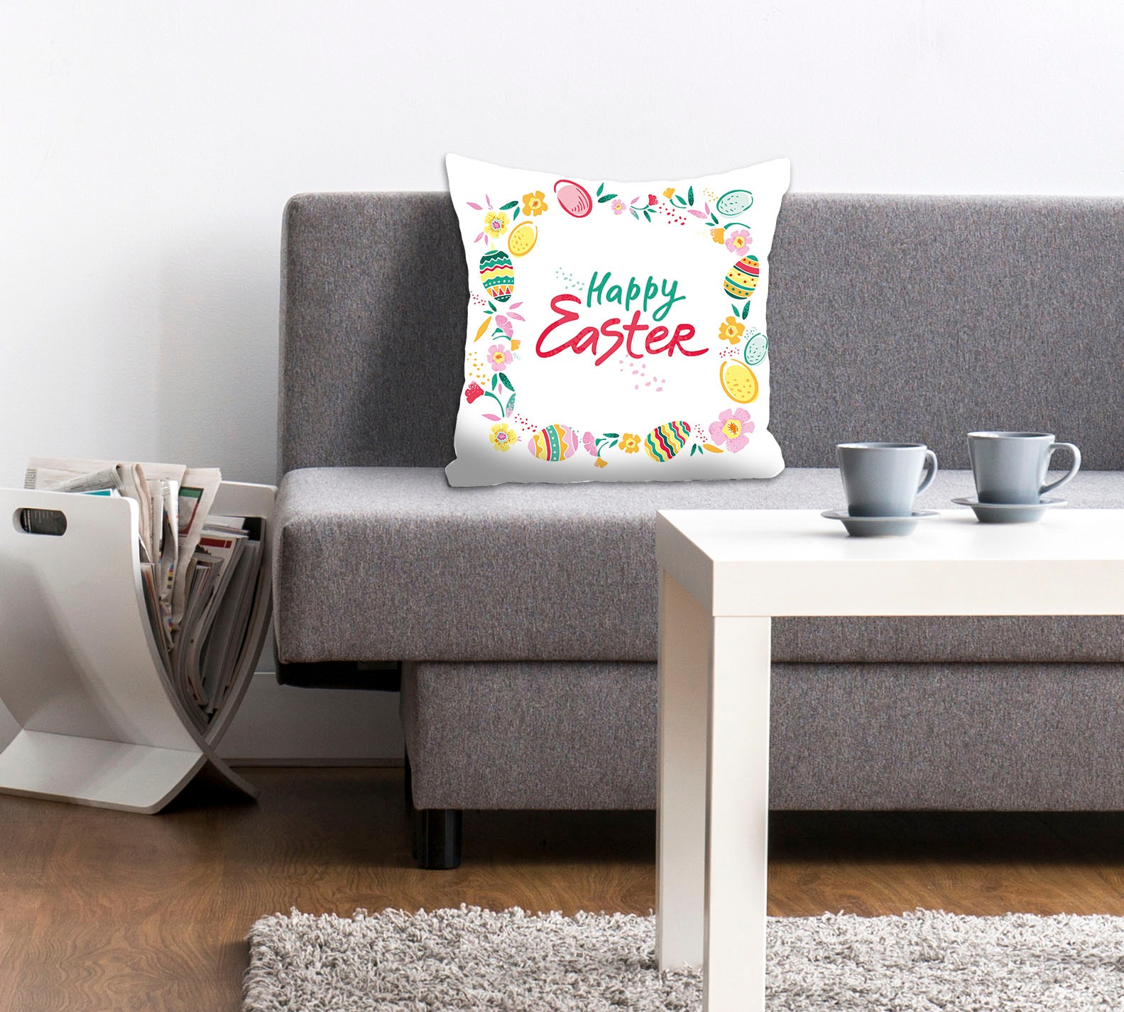 queence Dekokissen »Mari«, Kissenhülle,Happy Easter,Bunt,Weiß,Ostern,Fröhli günstig online kaufen