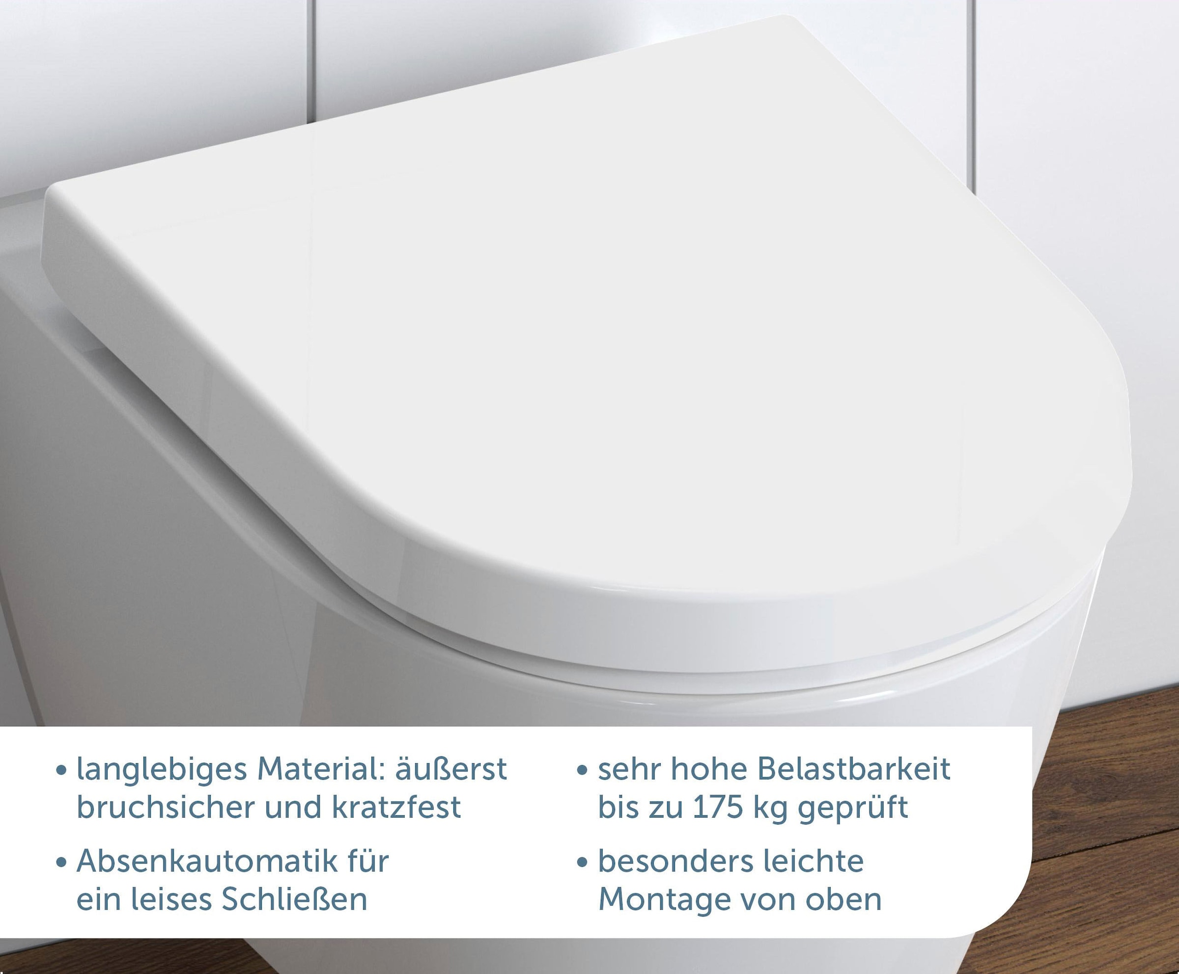 Schütte WC-Sitz »WHITE«, Duroplast, Absenkautomatik, Schnellverschluss, belastbar bis 150 kg