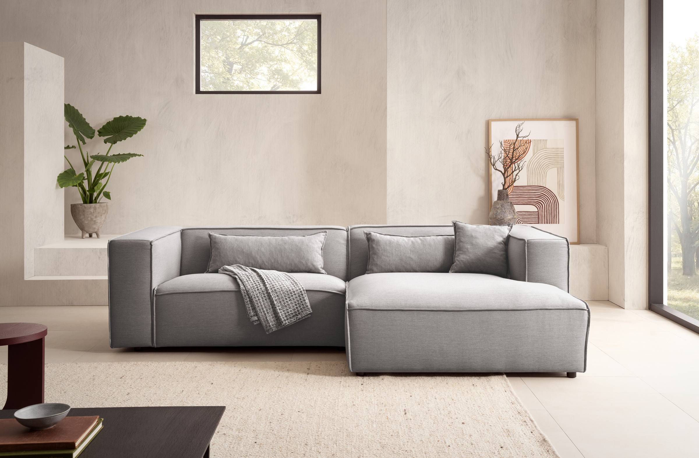 LeGer Home by Lena Gercke Ecksofa »PIARA mit Kedernaht, Cord, Leinenoptik o günstig online kaufen