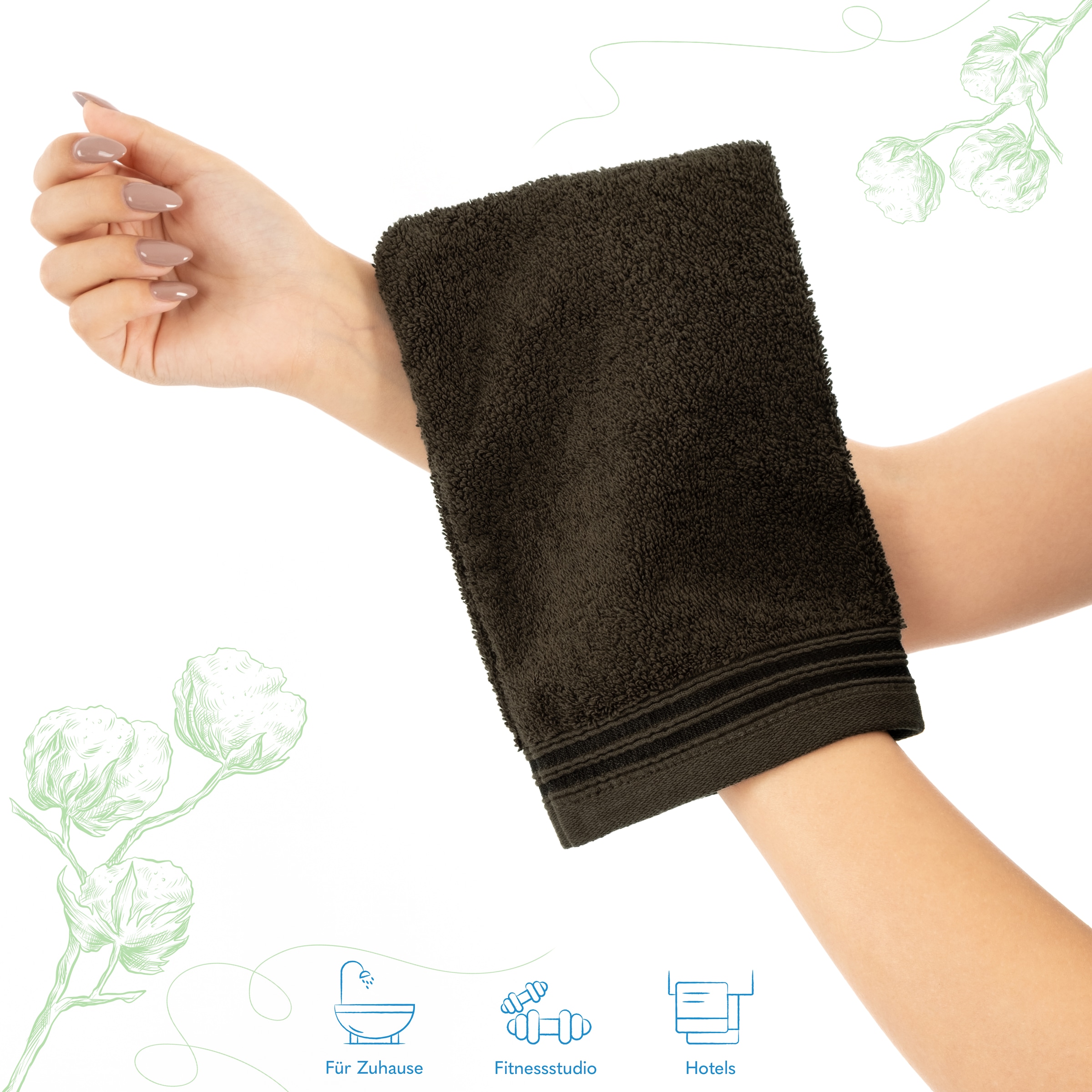 HAMMETEX Waschlappen »2er-Set Waschlappen 15x22 cm, 100% Baumwolle, weich und saugfähig«, (Set, 2 tlg., 2)