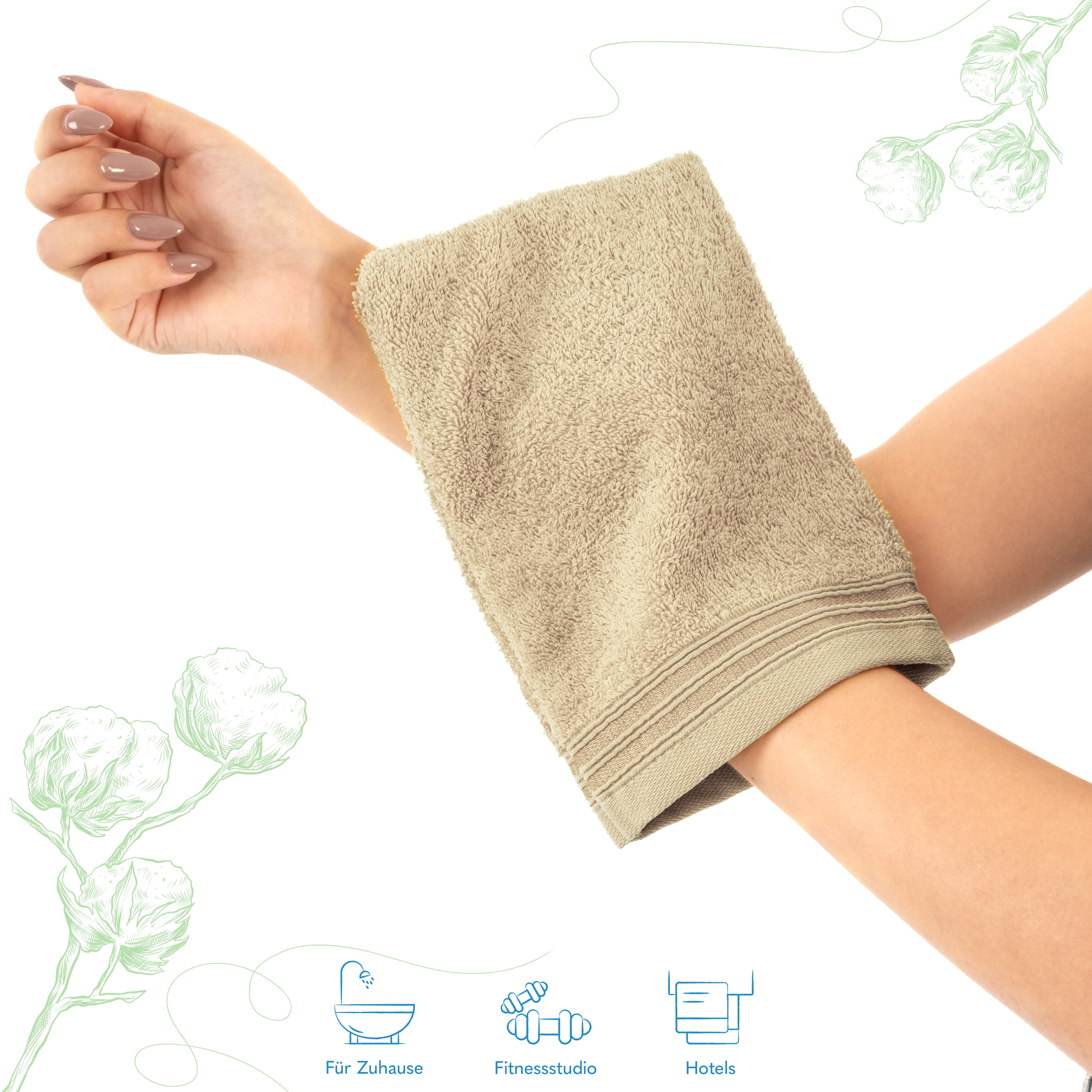 HAMMETEX Waschlappen »2er-Set Waschlappen 15x22 cm, 100% Baumwolle, weich und saugfähig«