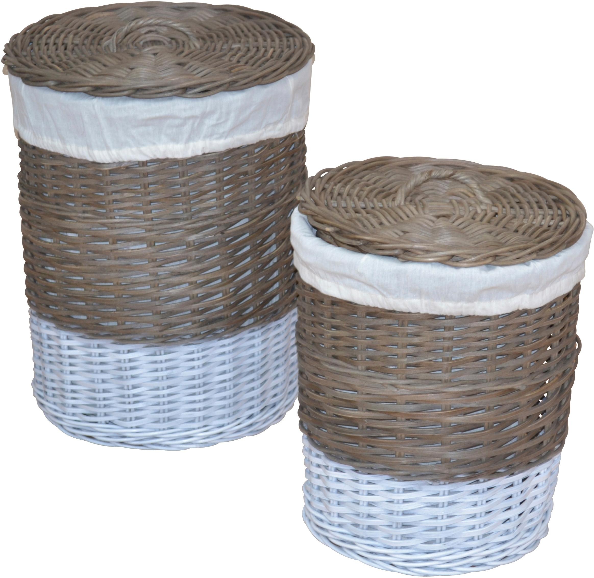 my home Wäschekorb »aus Rattan, Höhe ca. 51 cm + 60 cm«, (Set, 2 St.), hand günstig online kaufen