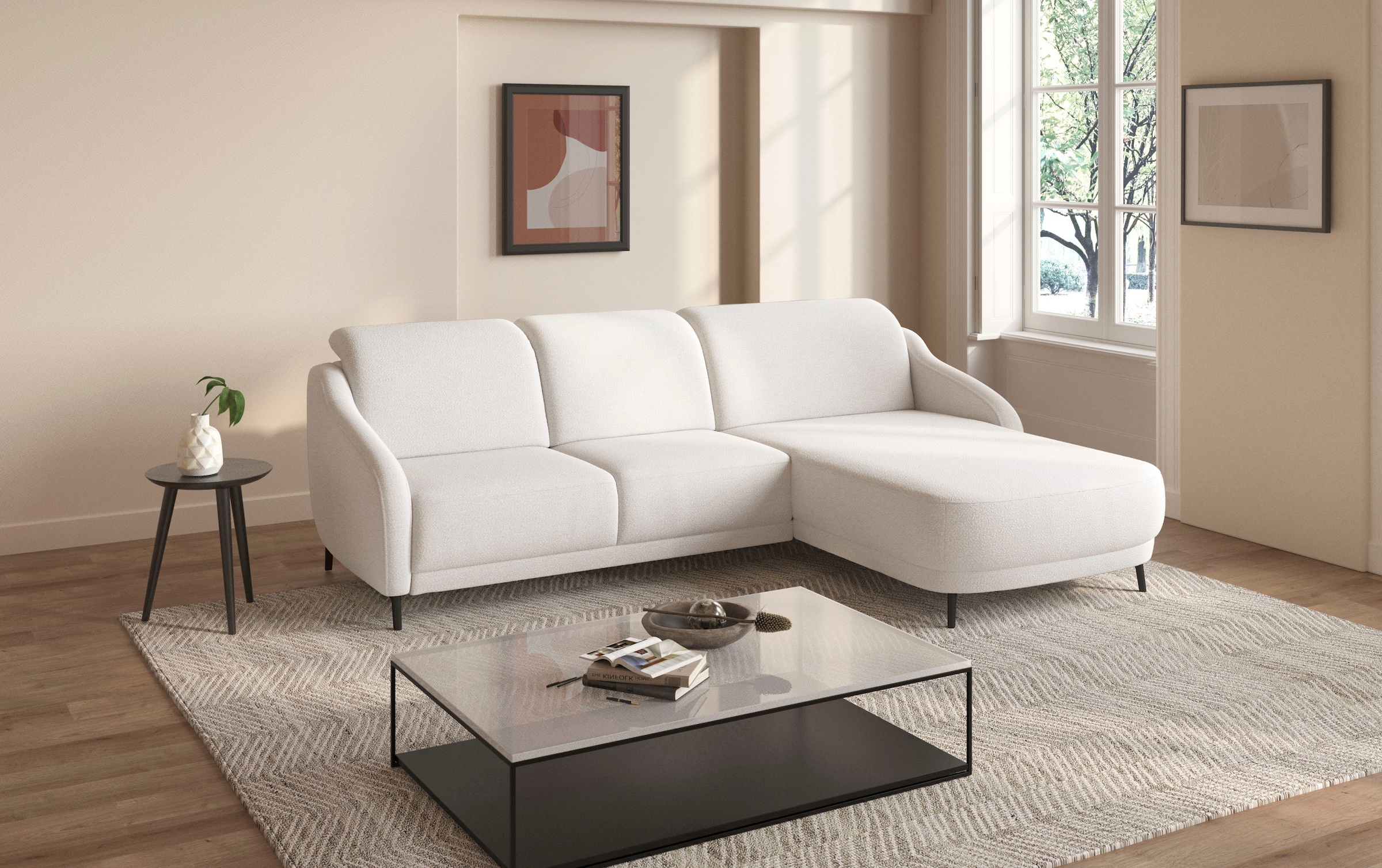 sit&more Ecksofa »Blues L-Form«, wahlweise mit Klapptisch und USB