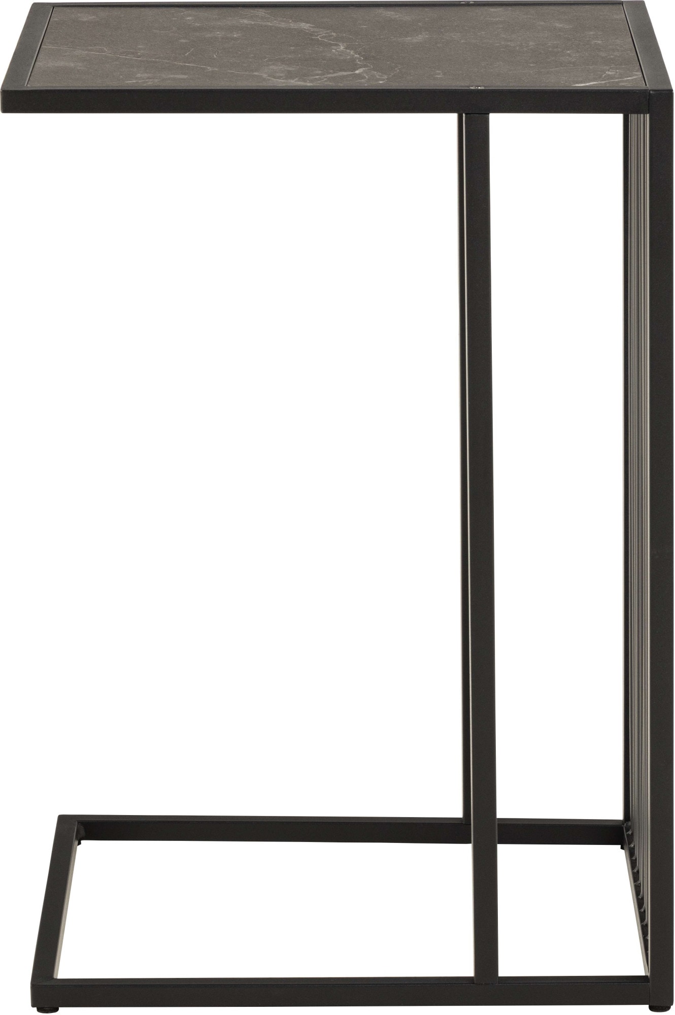 ACTONA GROUP Couchtisch »Strington Beistelltisch«, Ecktisch, schwarzer Marmoroptik, vertikalen Metalllamellen, H: 63 cm