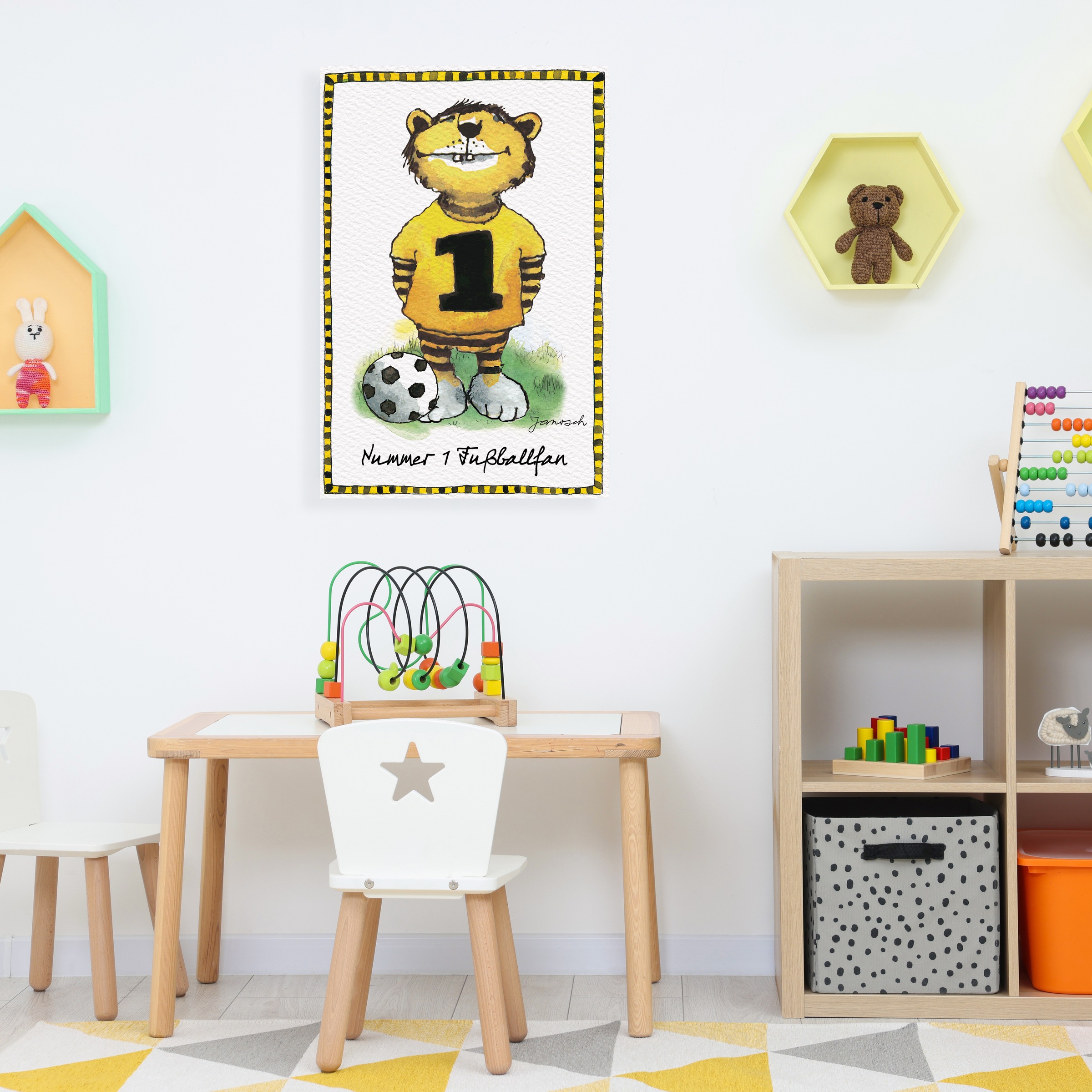 LuckyLinde Leinwandbild »Der kleine Tiger - Fußballfan« Ente   Enten   Figu günstig online kaufen