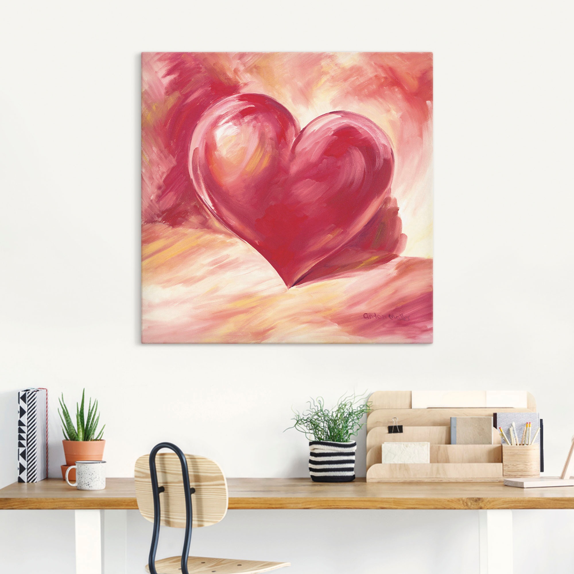 Artland Wandbild »Rosa/rotes Herz«, Herzen, (1 St.), als Alubild, Outdoorbi günstig online kaufen