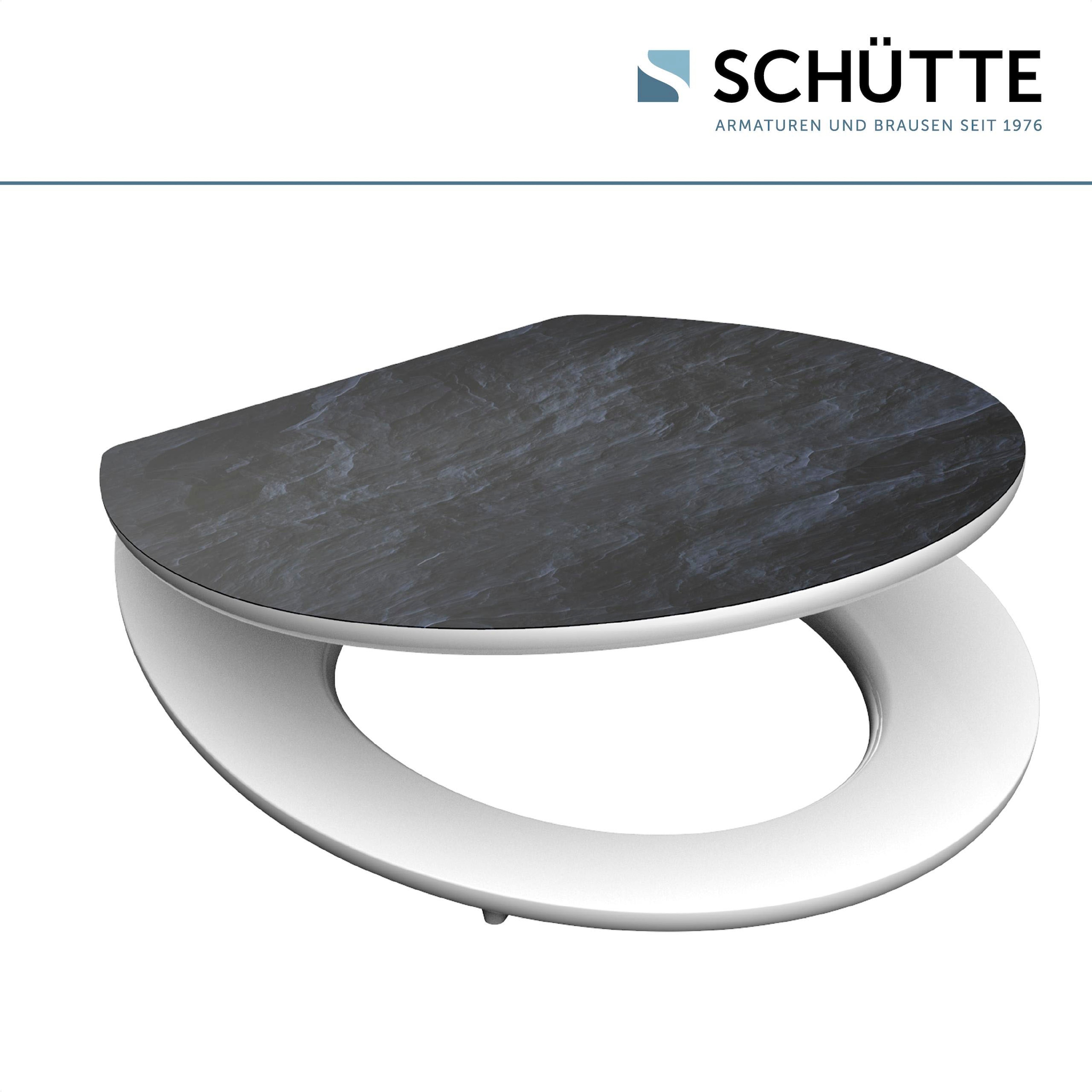 Schütte WC-Sitz »BLACK STONE«, High Gloss mit MDF Holzkern, mit Absenkautomatik