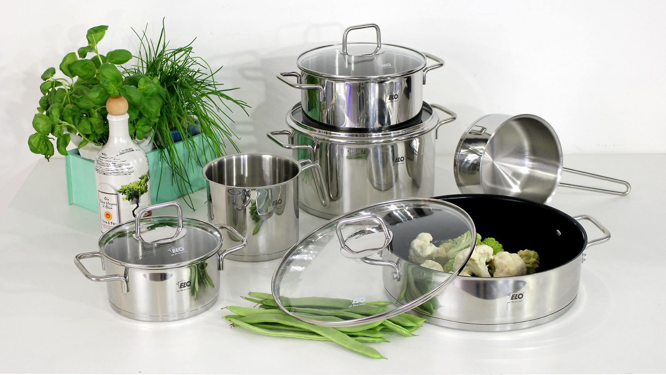 Elo Topf-Set »Citrin 13-teilig«, Edelstahl 18/10, (Set, 13 tlg.), Induktion