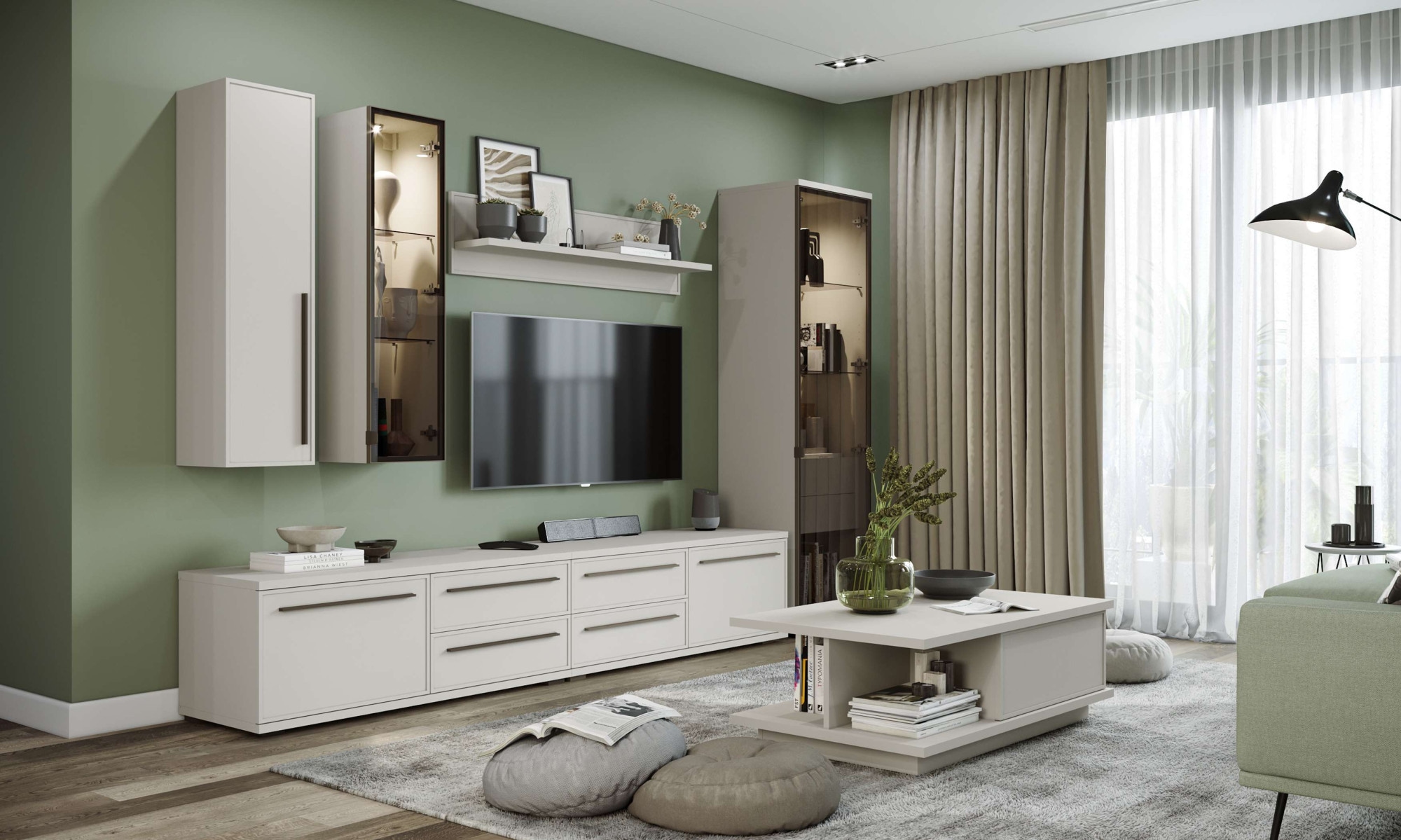 PLACES OF STYLE Hängevitrine »Opera, Wandschrank, Schwebendes Design für modernen Wohnraum« UV lackiert, Soft Close Funktion, Wandmontiert