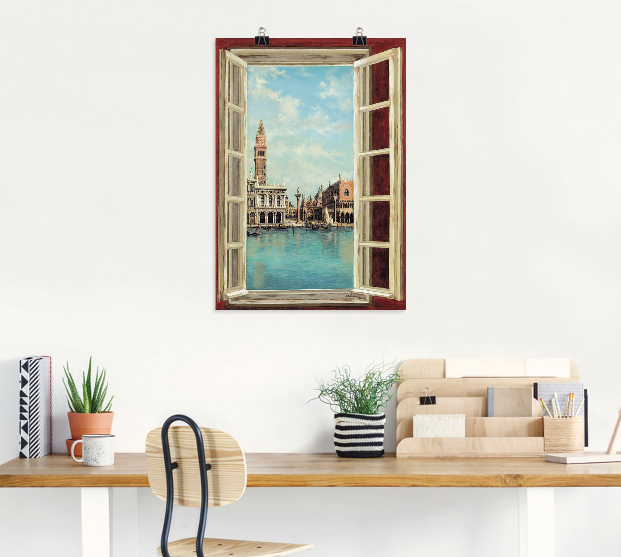 Artland Wandbild »Fenster mit Blick auf Venedig«, Fensterblick, (1 St.), als Leinwandbild, Poster, Wandaufkleber in verschied. Größen