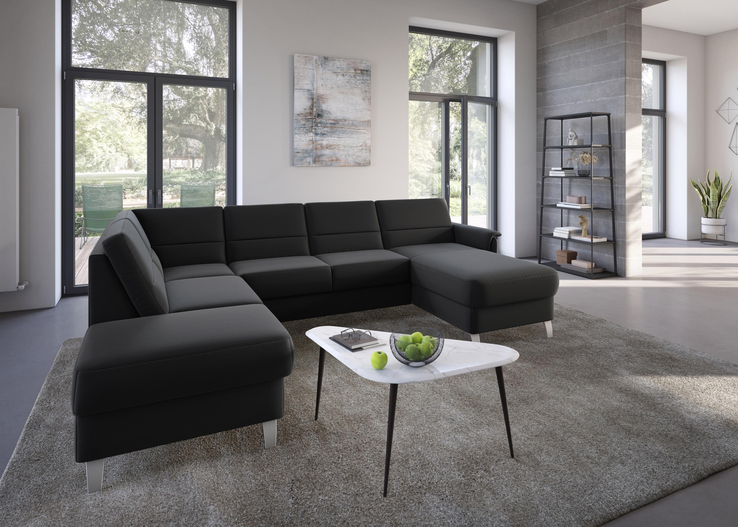 sit&more Wohnlandschaft »Palmera U-Form, B: 308 cm« optional Bettfunktion & Bettkasten, Federkern