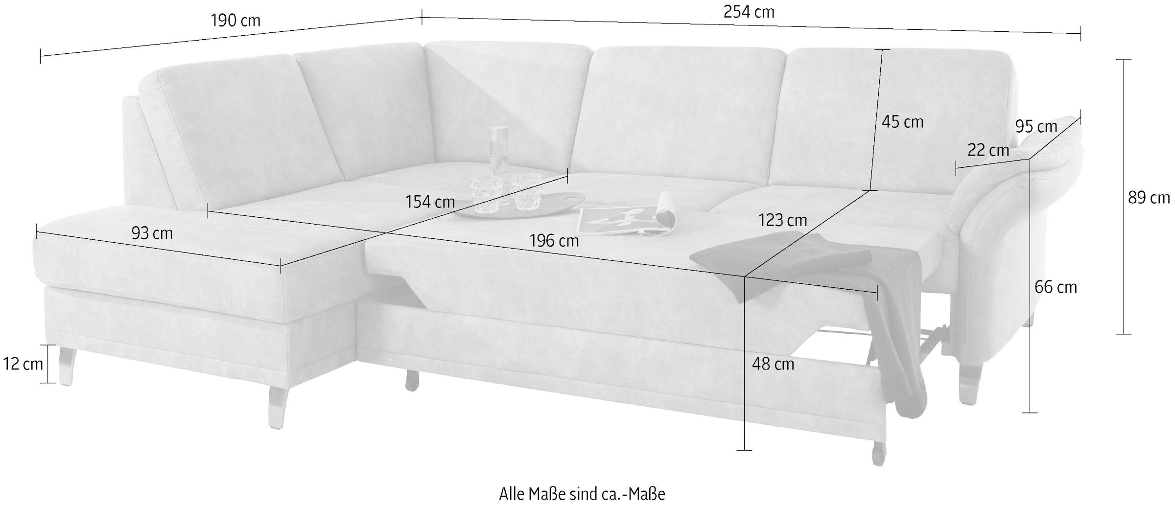 sit&more Ecksofa »Clio L-Form«, wahlweise mit Bettfunktion und Bettkasten, inklusive Federkern