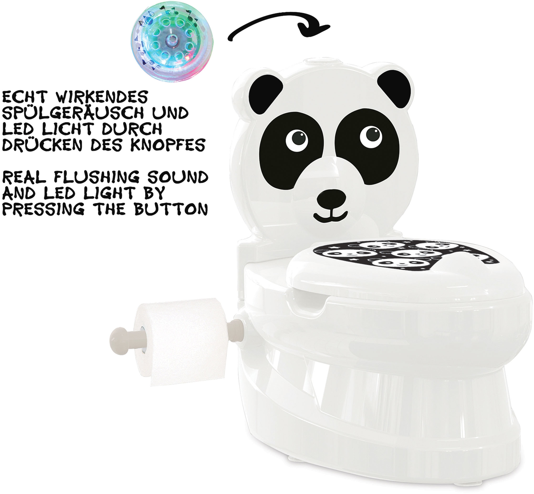Jamara Toilettentrainer »Meine Panda«, bei online und Toilette, Toilettenpapierhalter mit Spülsound kleine