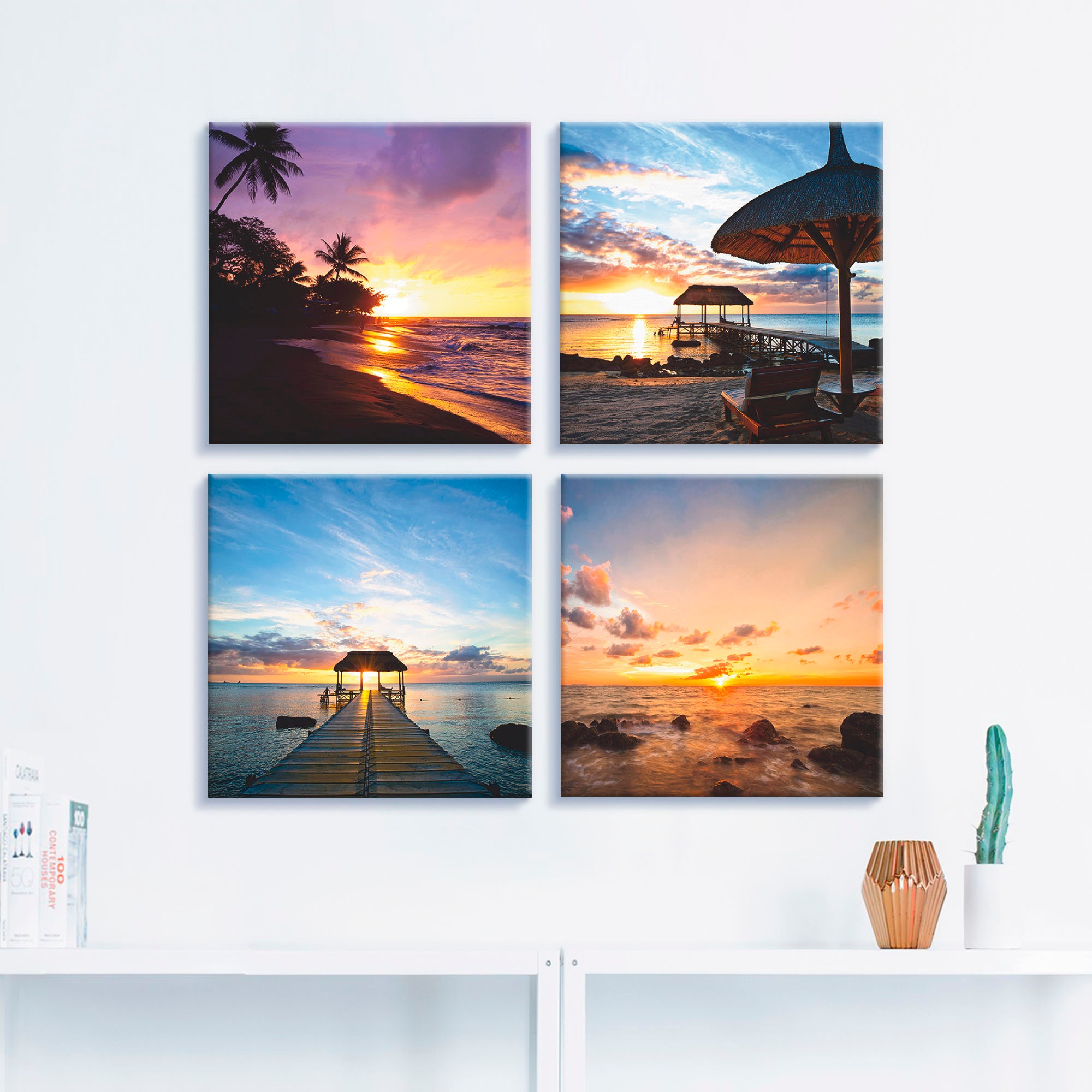 Artland Leinwandbild »Sonnenuntergang am Strand« Sonnenaufgang & -untergang günstig online kaufen