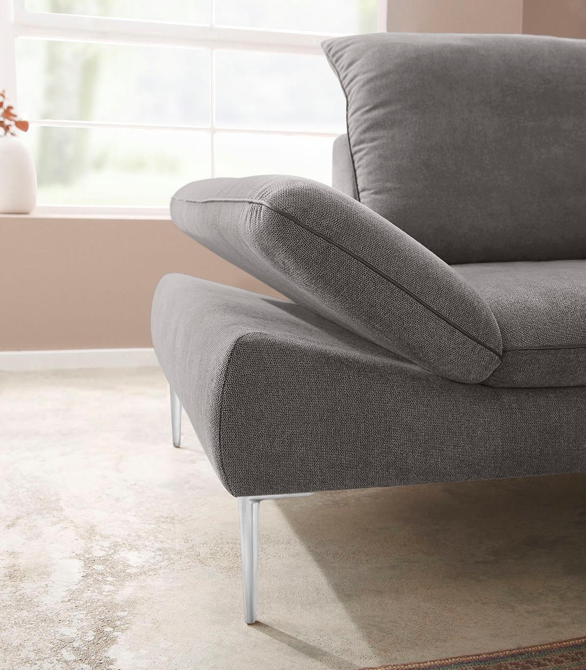 W.SCHILLIG Ecksofa »enjoy&MORE, Designsofa, elegant und bequem, L-Form«, mit Sitztiefenverstellung, Füße Chrom glänzend, Breite 294 cm