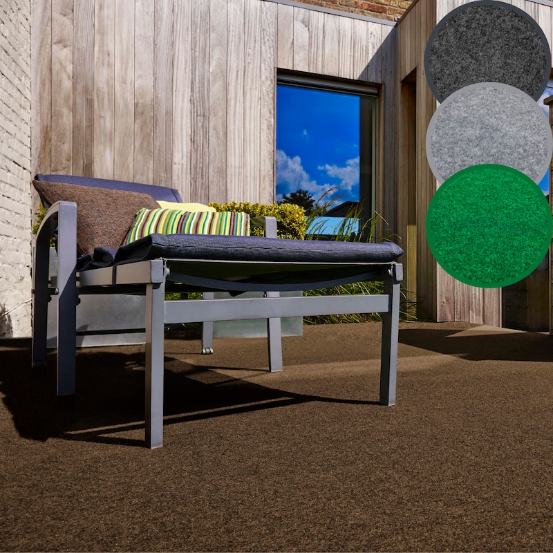 ANDIAMO Kunstrasen »Edinburgh, Made in Netherlands« rechteckig 4 mm Höhe aus Nadelfilz, mit Drainagenoppen, für Balkon, Terasse, Wintergarten braun...