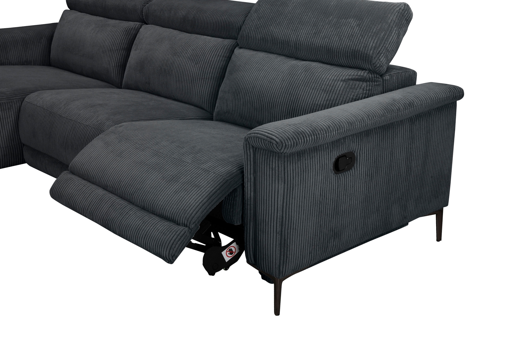 Places of Style Ecksofa »Lund in Cord, L-Form, 261 cm, manuelle und elektr. Relaxfunktion,«, USB-A und Kopfteilverstellung