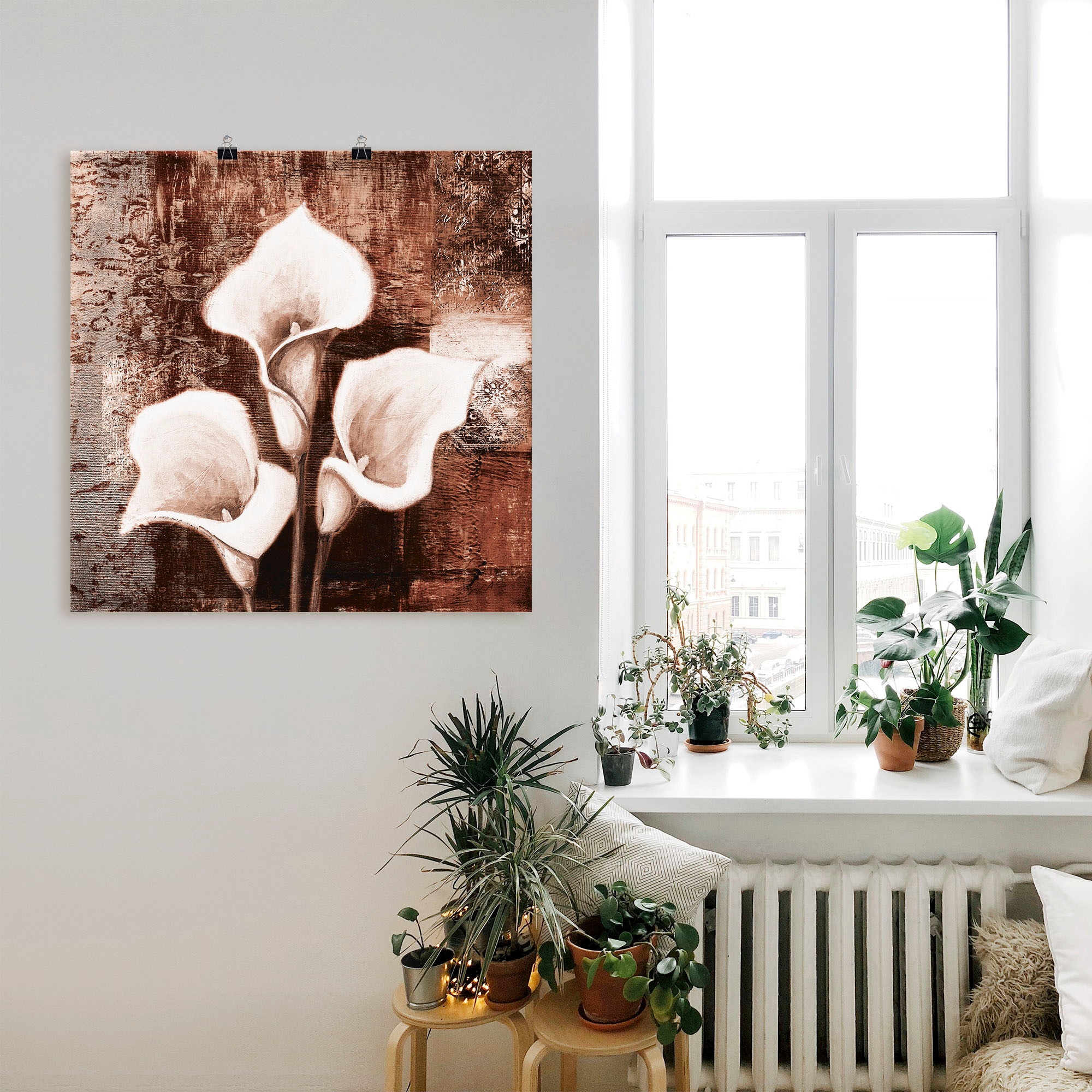 Artland Wandbild »Antike Callas - braun«, Blumen, (1 St.), als Leinwandbild, Poster in verschied. Größen