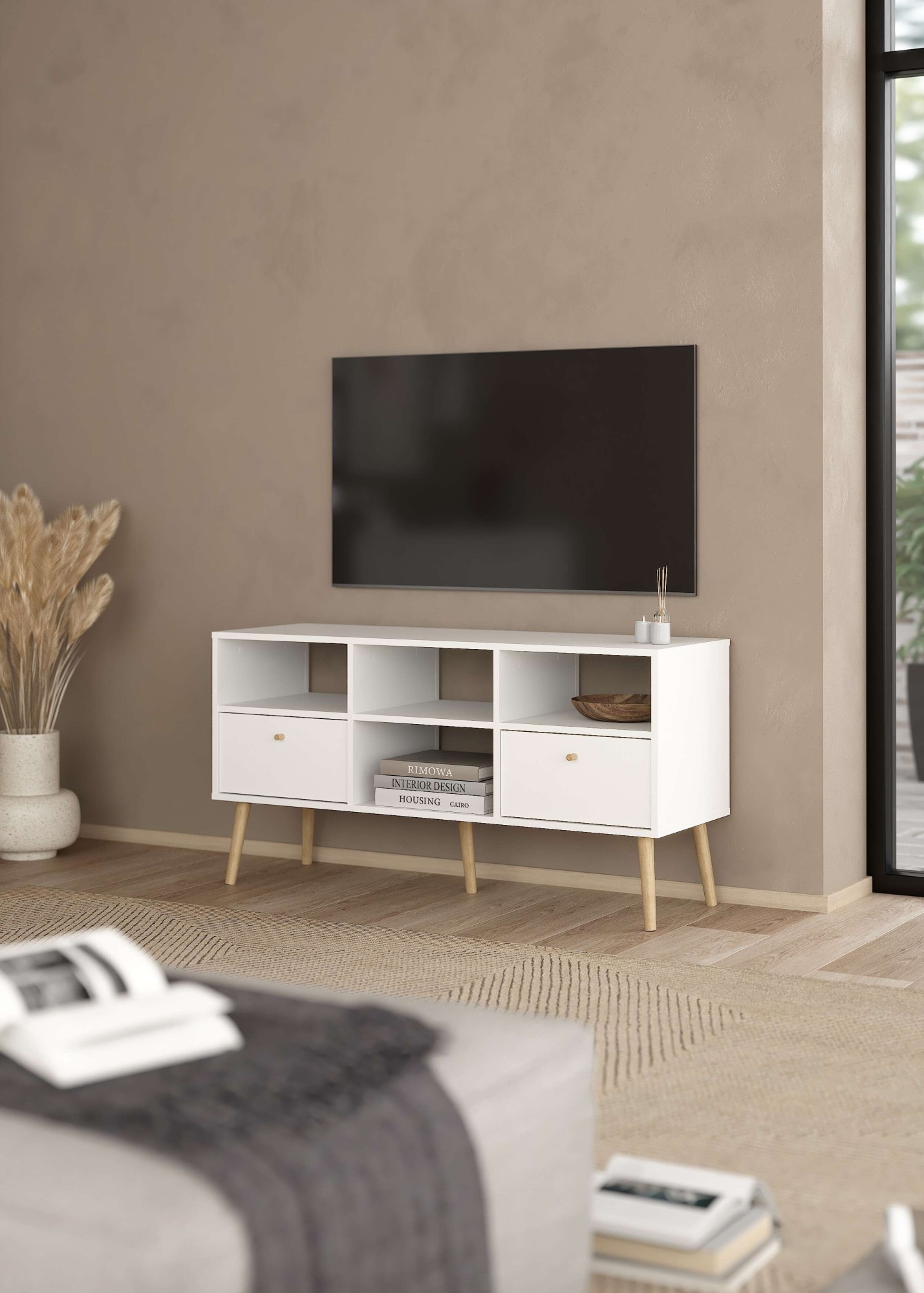 andas TV-Board »Bodo TV-Möbel, TV-Unit, Mediamöbel, Regal«, 2 Schubladen un günstig online kaufen