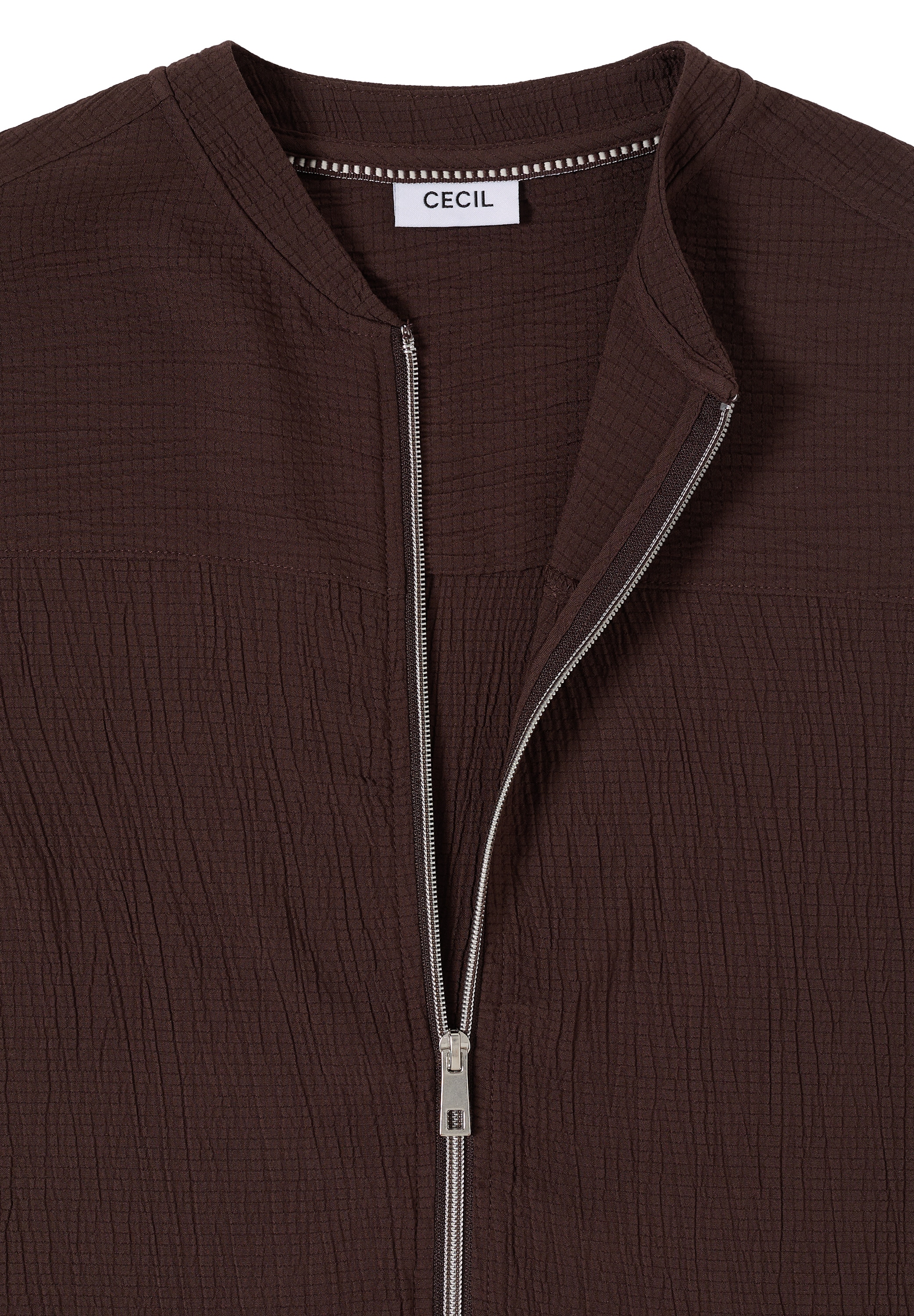 Cecil Langarmbluse Blouson mit Seersucker Struktur