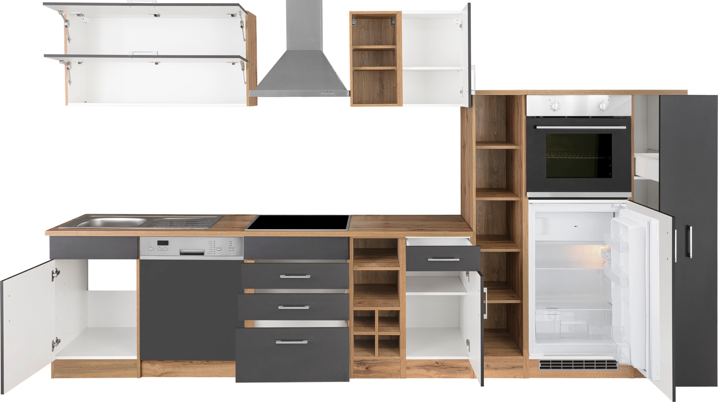 KOCHSTATION Küchenzeile »KS-Colmar«, mit E-Geräten, Breite 360 cm