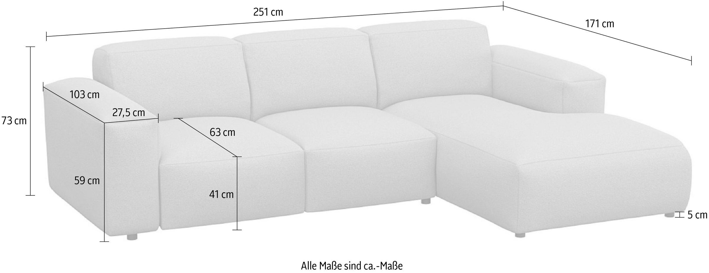 FLEXLUX Ecksofa »Lucera Chaislongue rechts oder links, L-Form, bequem«, modern & anschmiegsam, Kaltschaum, Stahl-Wellenunterfederung