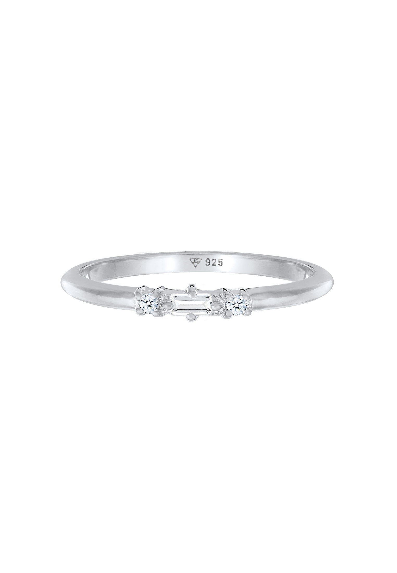 Elli DIAMONDS Fingerring »Verlobungsring Diamant (0.03 ct.) Rechteck 925 Silber«
