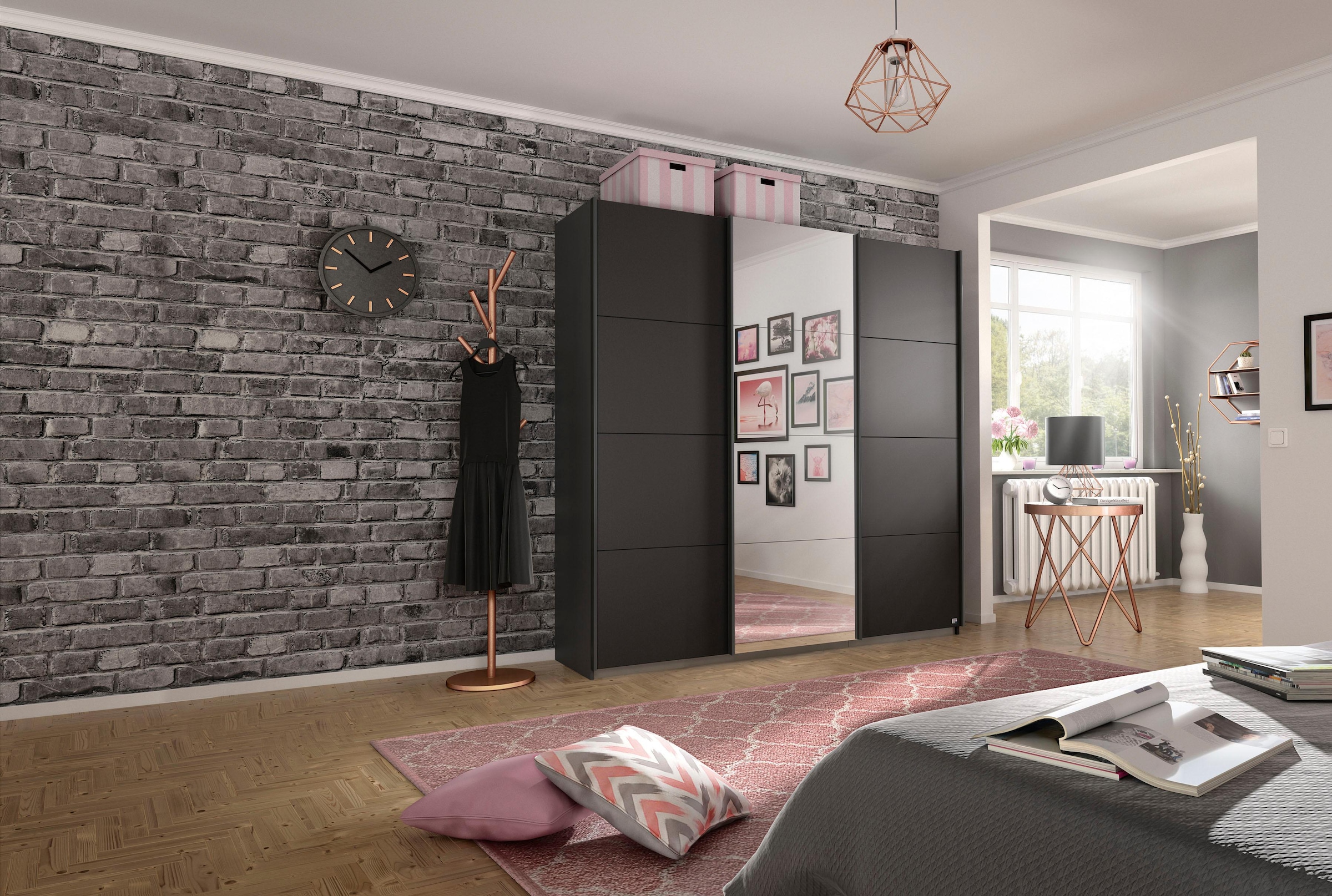 rauch Schwebetürenschrank »Kleiderschrank Schrank Garderobe Wäscheschrank BESTSELLER KEPAN«, inkl. Schubladen-Einsatz und extra Einlegeböden MADE IN GERMANY