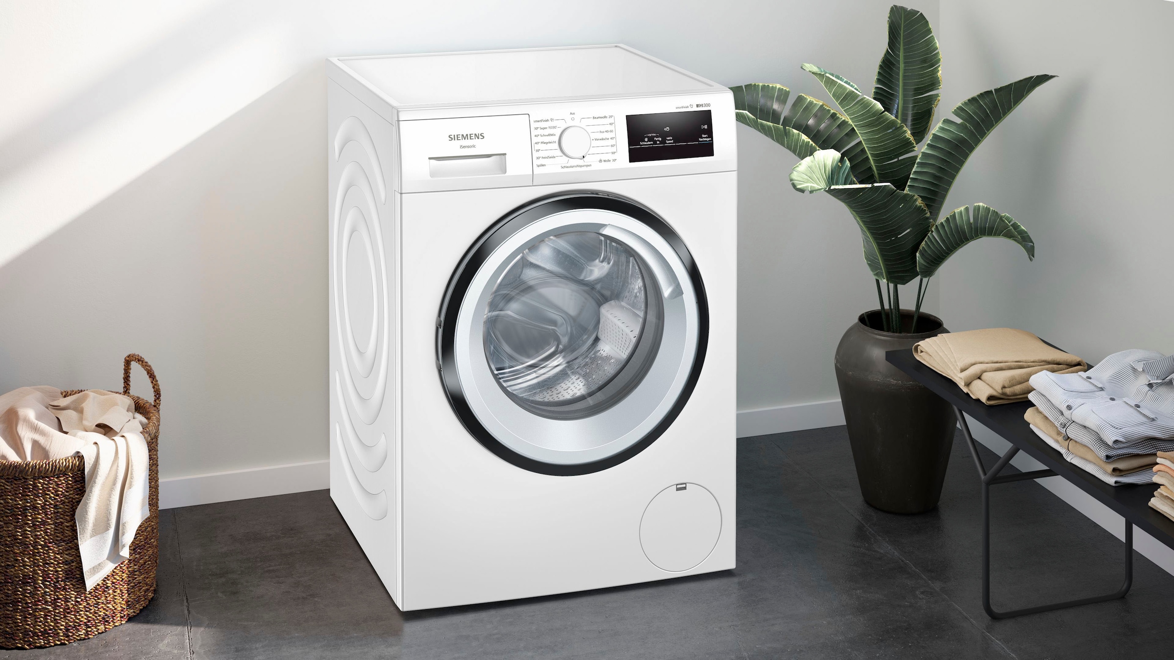 SIEMENS Waschmaschine »WM14N0A4«, iQ300, WM14N0A4, 8 kg, 1400 U/min, smartFinish – glättet dank Dampf, 4 Jahre Garantie