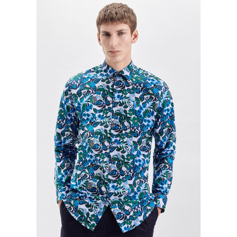 SEIDENSTICKER Businesshemd »Regular« Regular Langarm Kentkragen Druck türkis XL43 - normale Ärmellängen normale Ärmellängen XL43 Passform: Regular