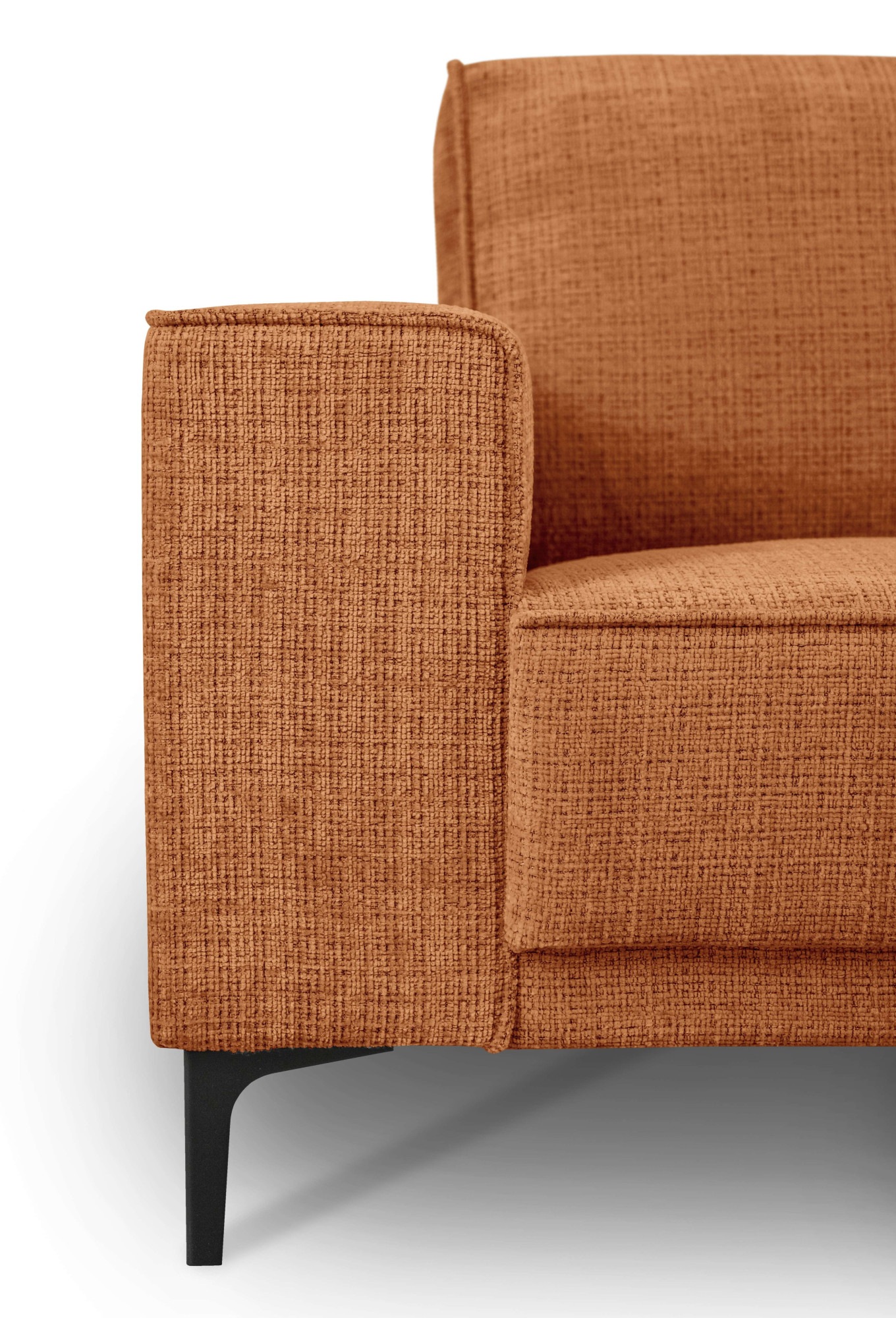Places of Style Ecksofa »Polsterecke Oland, Struktur, Flachgewebe, Luxus-Microfaser, Boucle«, L-Form, 289 cm, Wellenunterfederung, Skandi-Design, Metallfüße