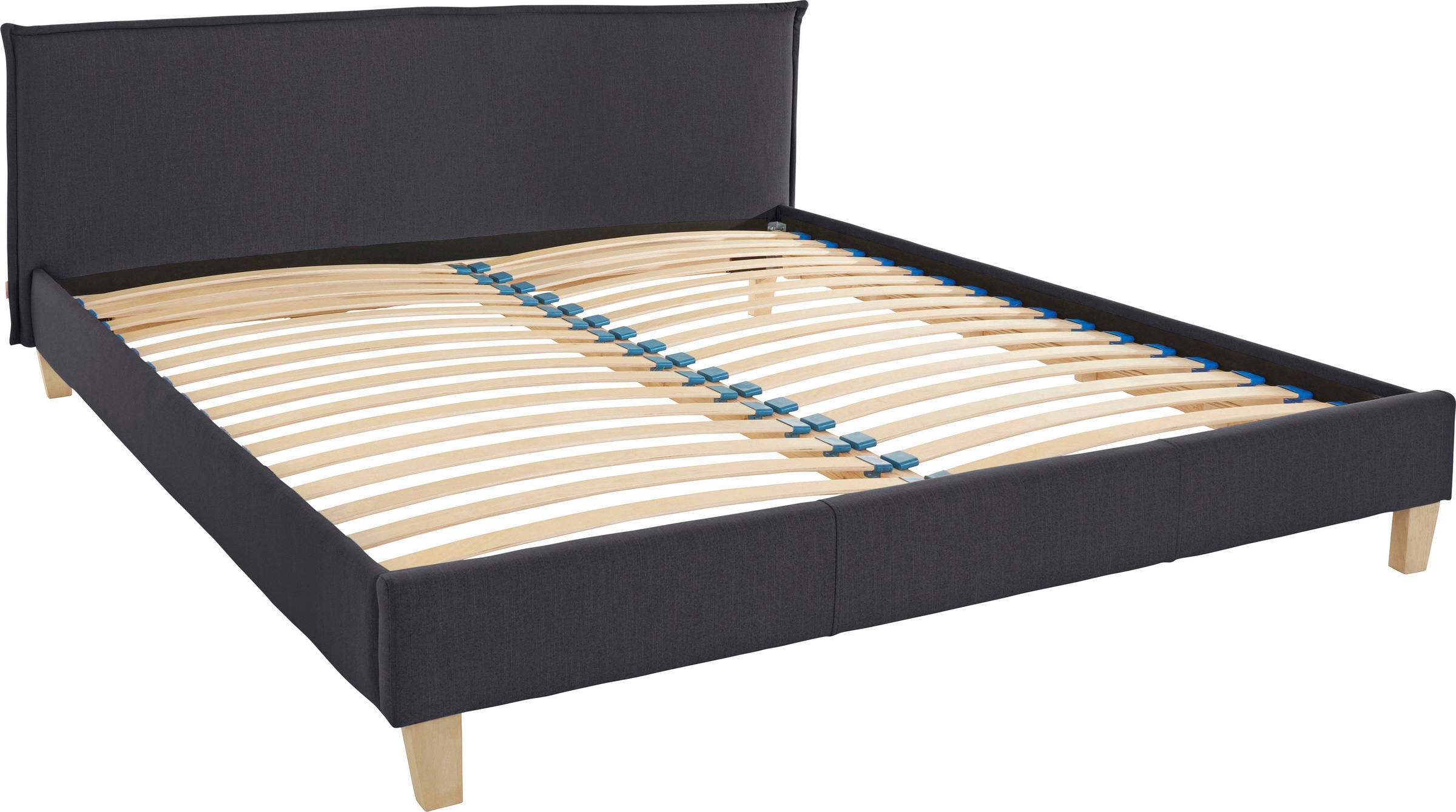 OTTO products Polsterbett »Heddi«, in 5 Breiten: von 90cm-200cm, Biese am Kopfteil, Strukturstoff