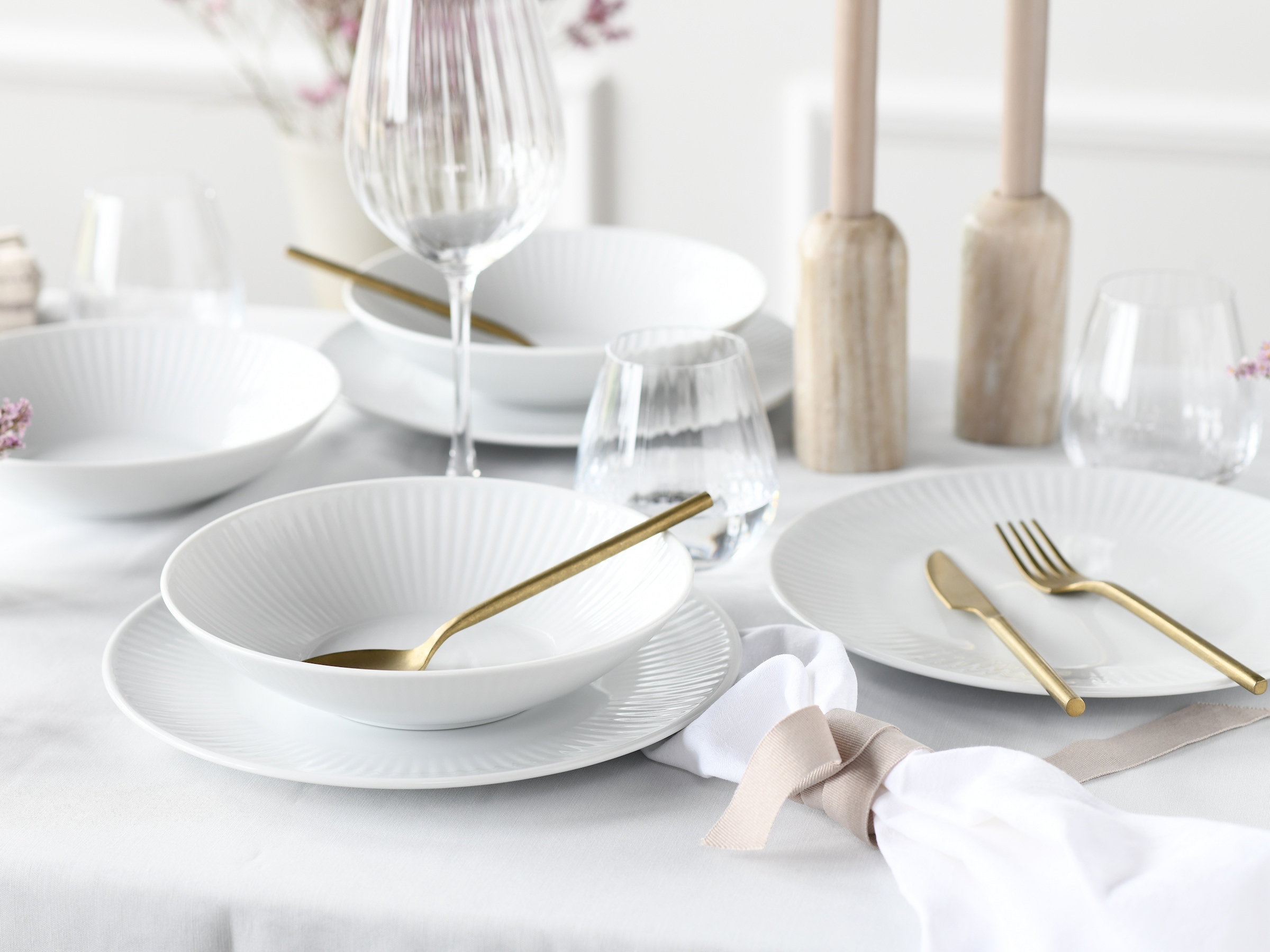 CreaTable Tafelservice »Valencia Weiß, Tafel-Service 12-tlg« Teller Set, Elegant, Boho Chic