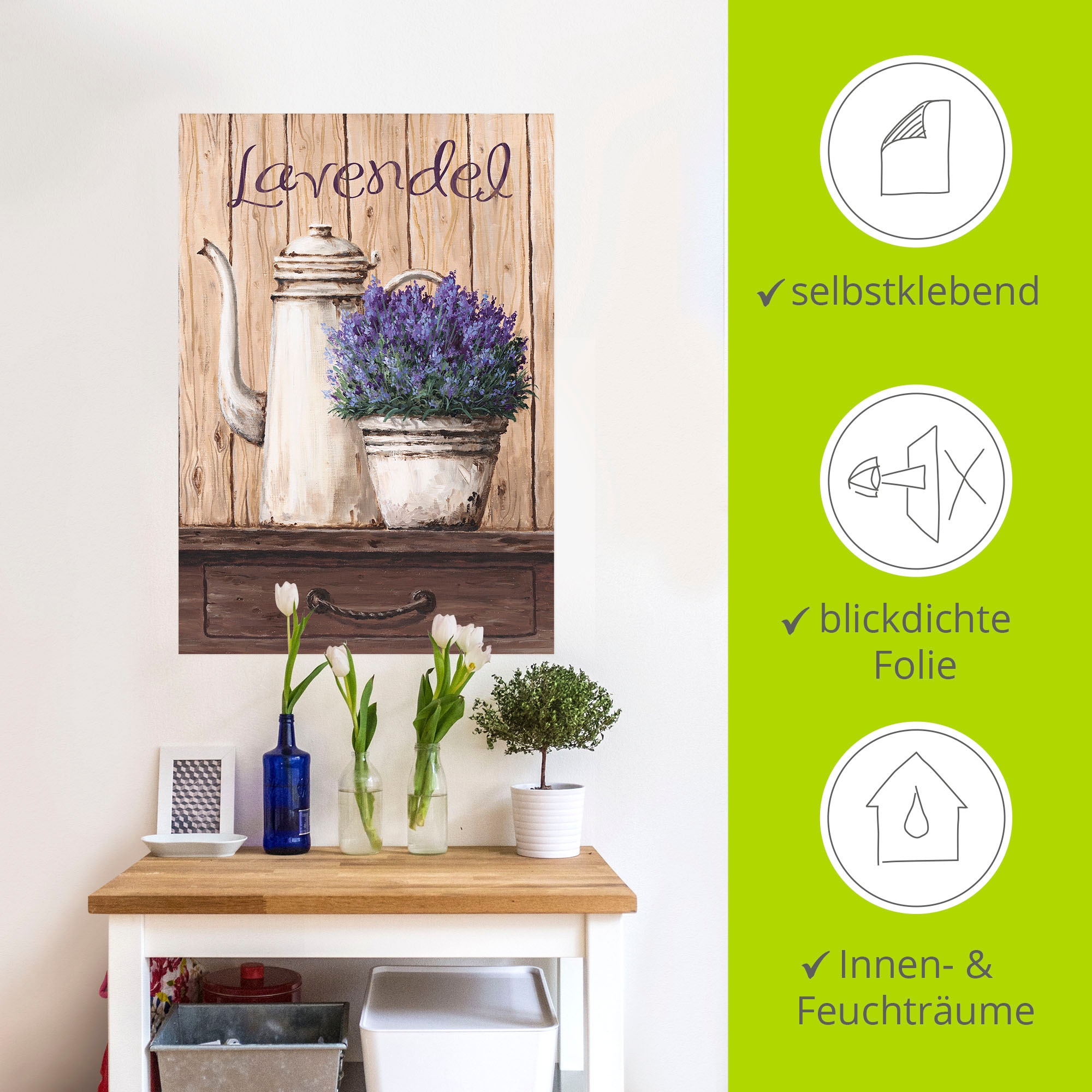 Artland Wandbild »Lavendel«, Vasen & Töpfe, (1 St.), als Leinwandbild, Wandaufkleber in verschied. Größen