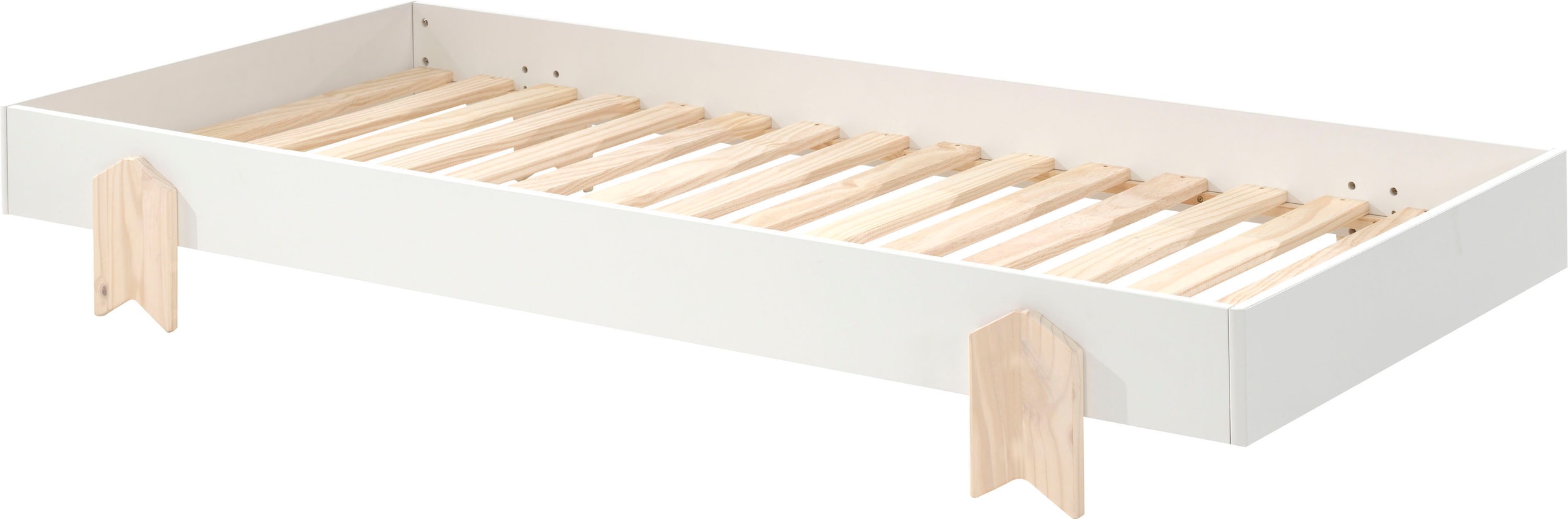 Vipack Kinderbett »Modulo«, (Made in Europe), Jugendbett, Einzelbett, Stapelbett mit Füßen in Pfeiloptik