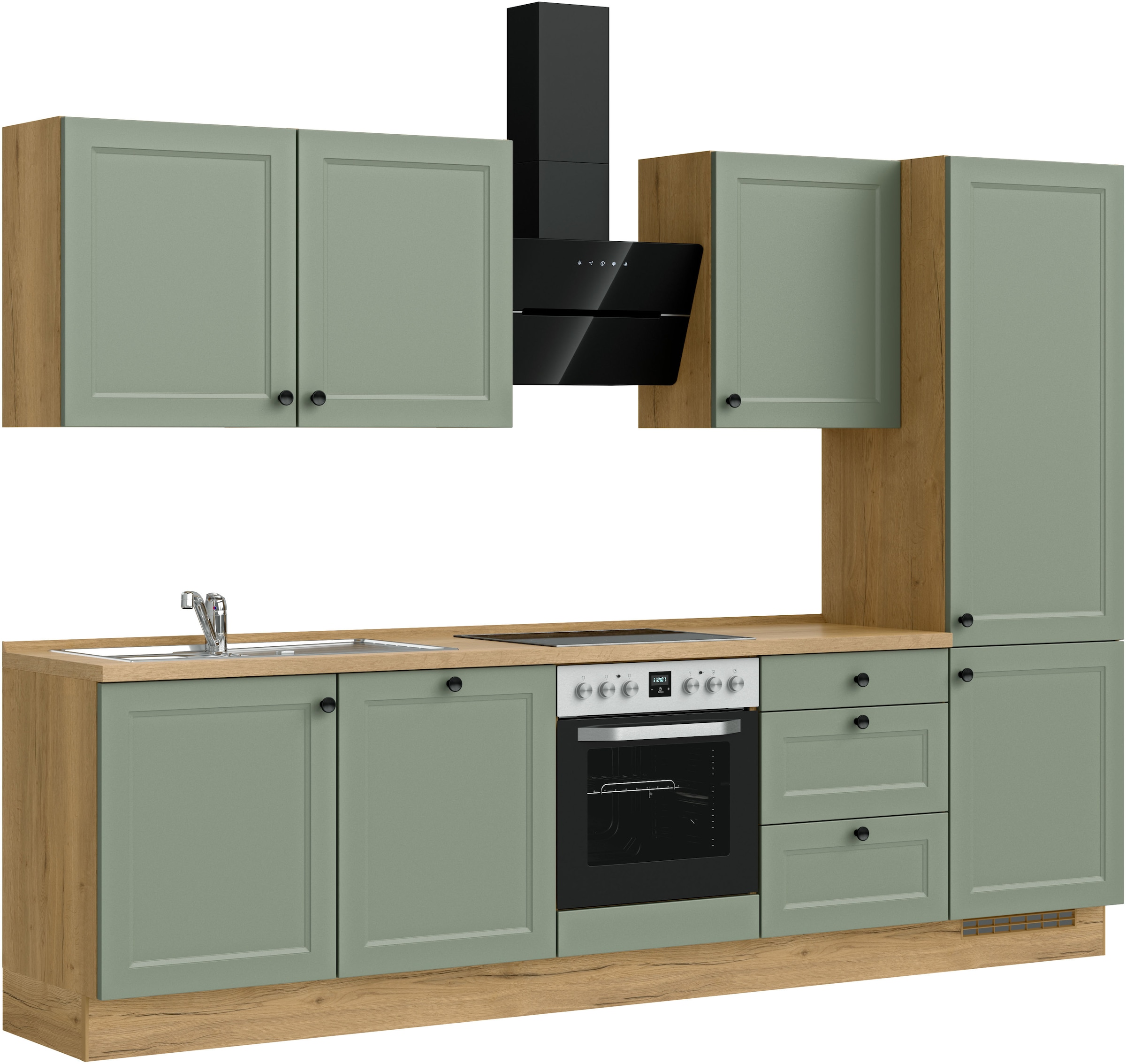 nobilia® Küchenzeile »"Cascada II"« vormontiert, Breite 300 cm, Ausrichtung wählbar, wahlw. mit E-Geräten